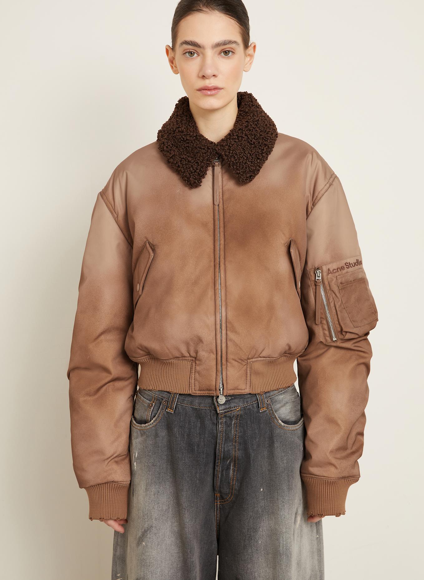 Acne Studios Bomber jacket with teddy: BROWN