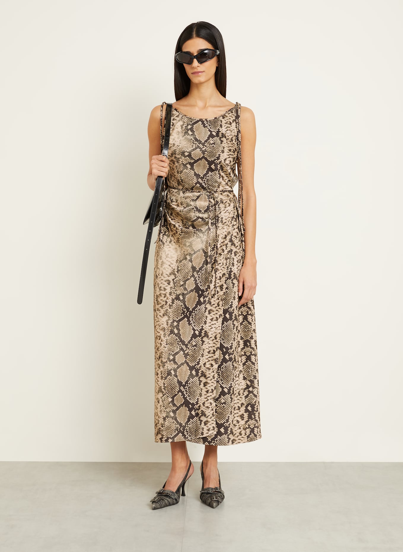 Acne Studios Wrap dress: CREAM / DARK BROWN