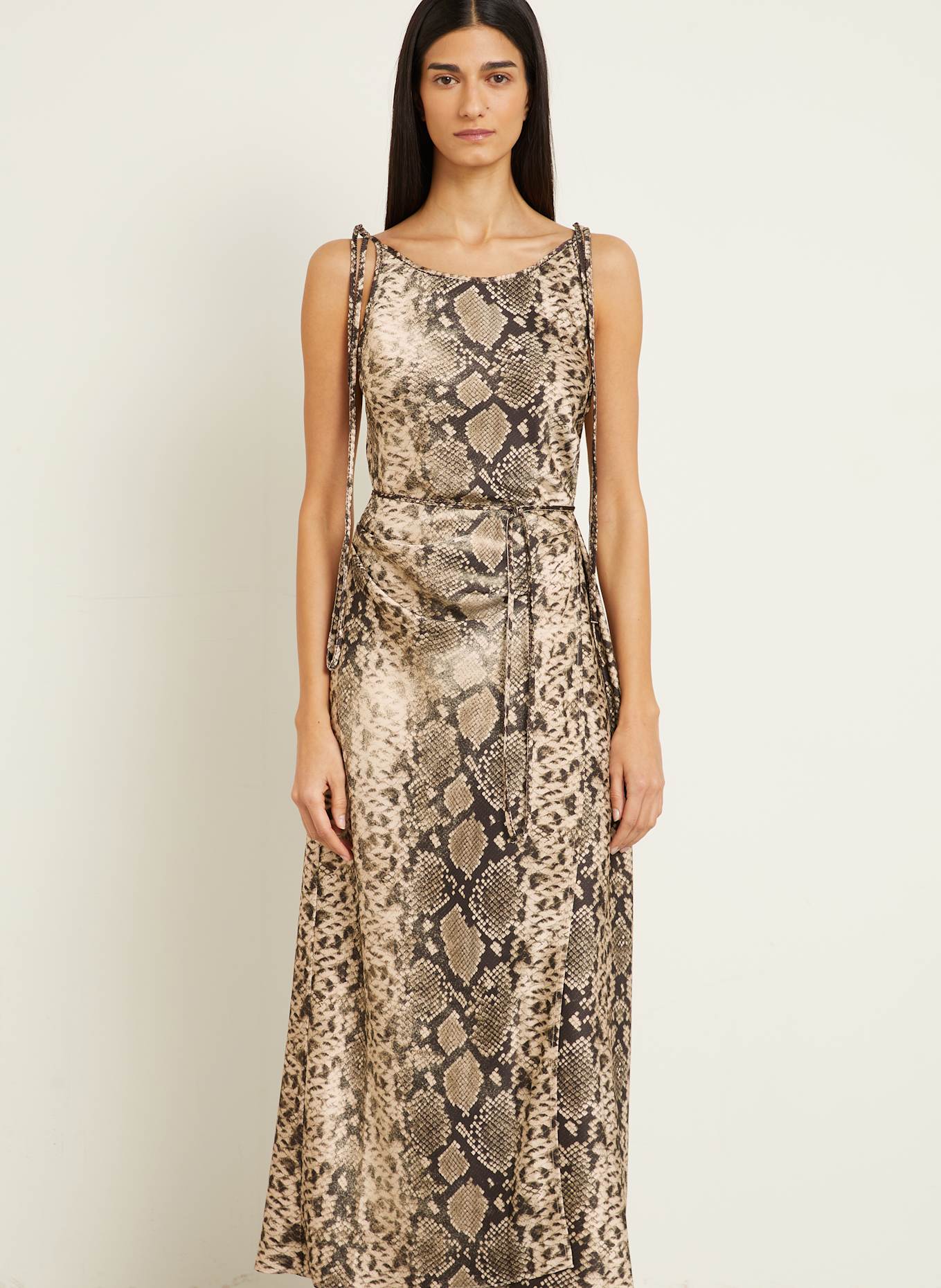 Acne Studios Wrap dress: CREAM / DARK BROWN