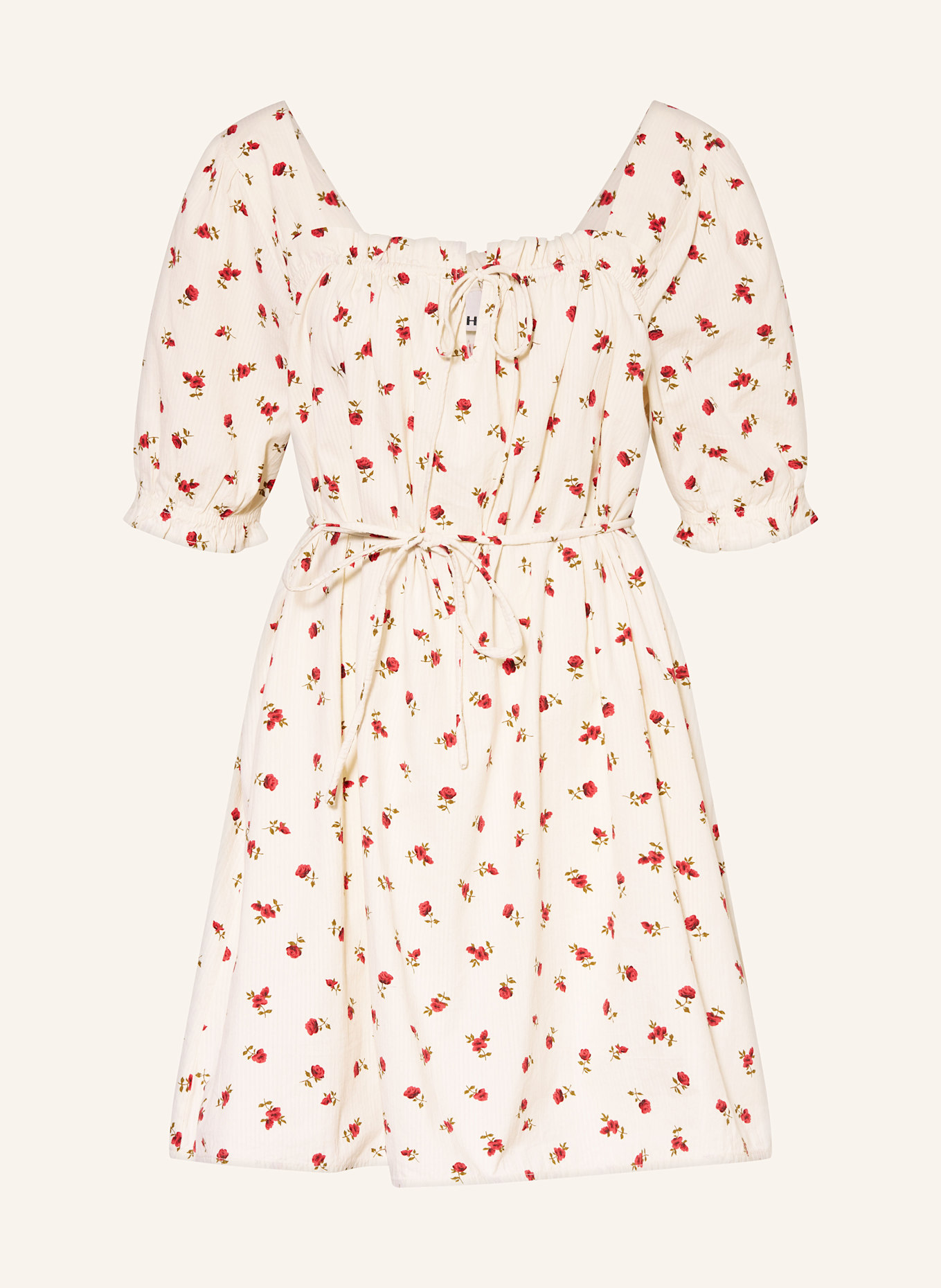 ICHI Kleid IHROSEY mit Rüschen: ECRU / ROT / KHAKI