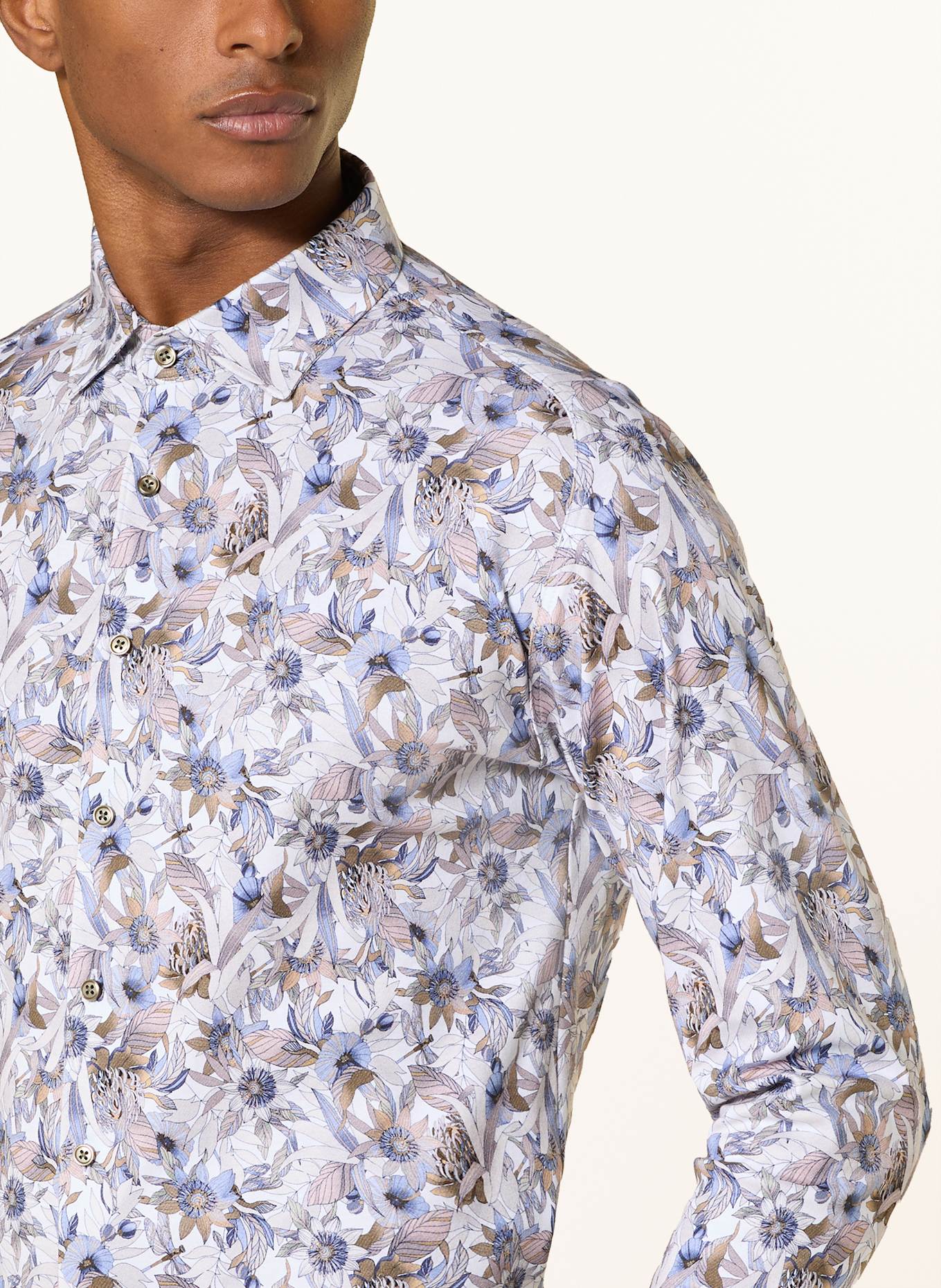 DESOTO Košile Slim Fit: BÍLÁ / MODRÁ / SVĚTLE HNĚDÁ