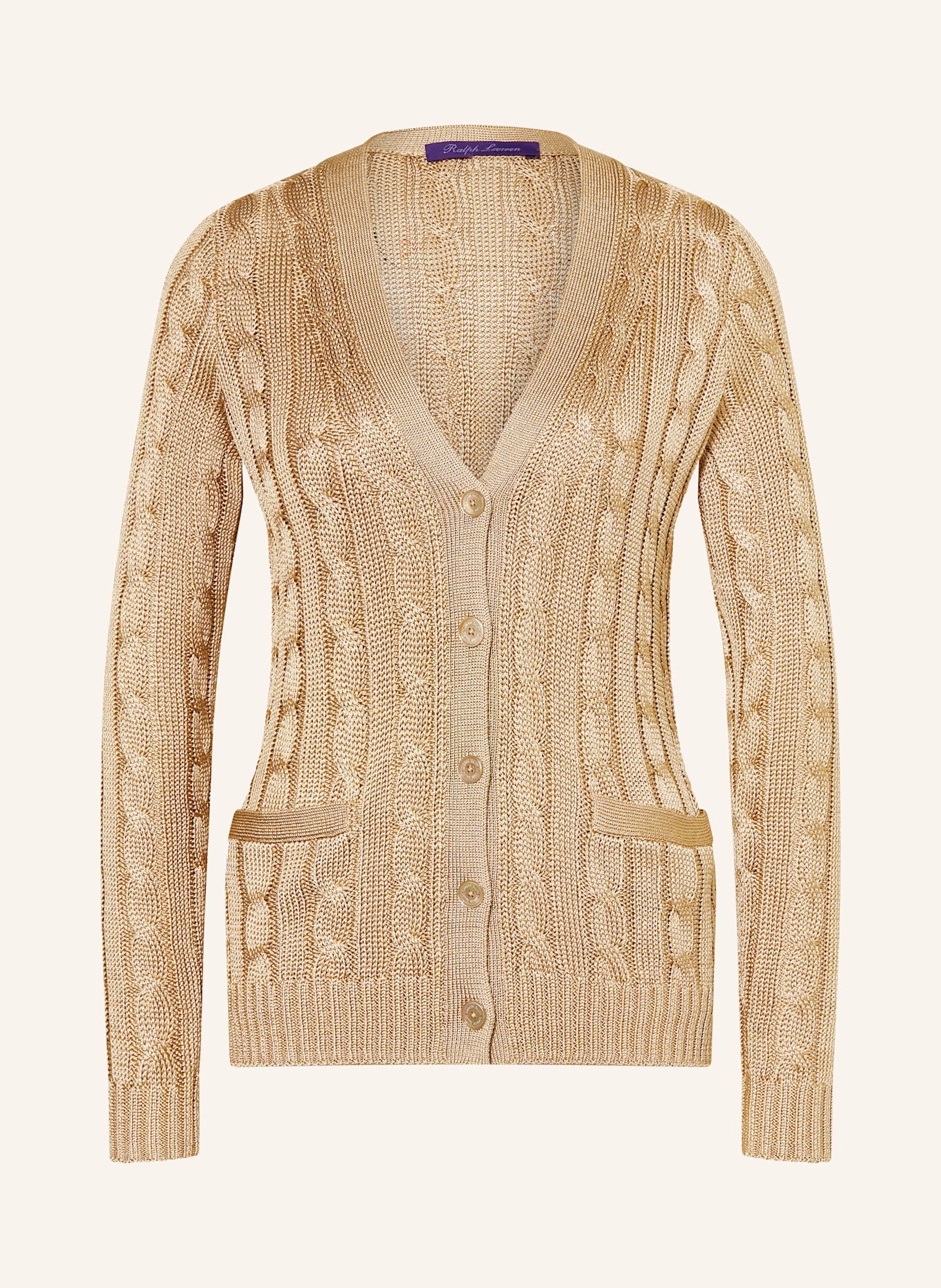 RALPH LAUREN Collection Strickjacke aus Seide: HELLBRAUN (Bild 1)