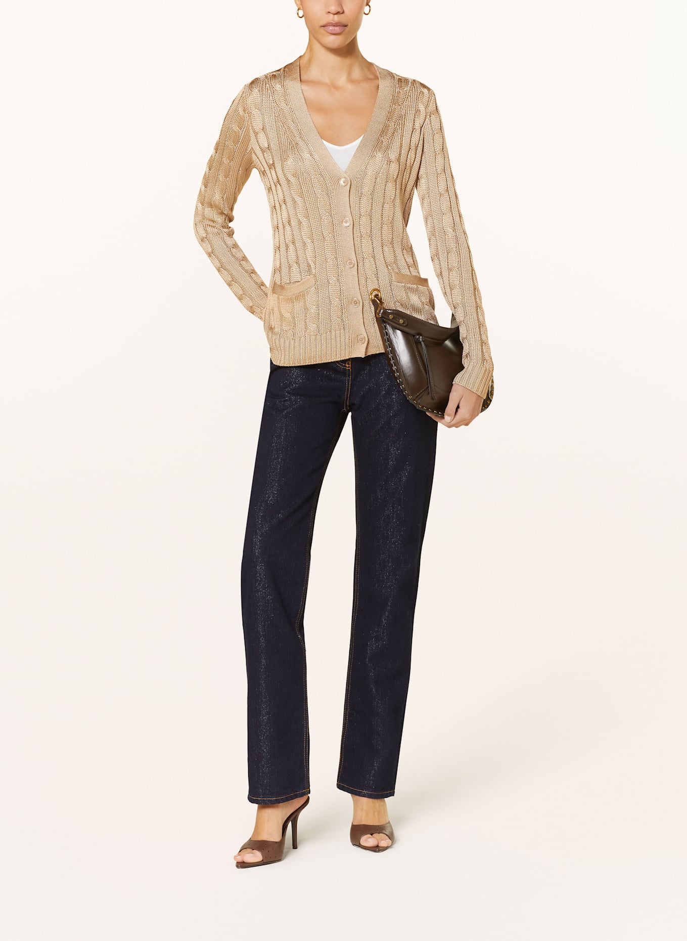 RALPH LAUREN Collection Strickjacke aus Seide: HELLBRAUN (Bild 2)