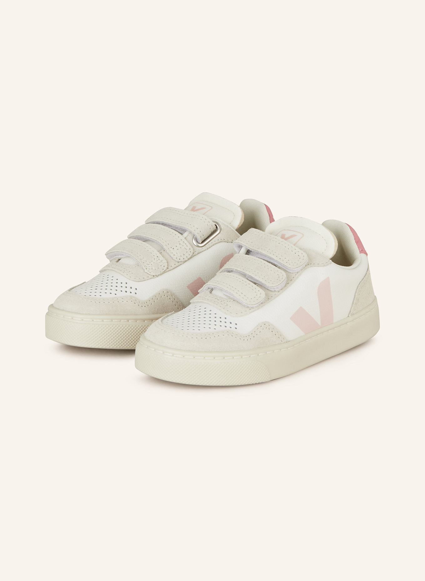 VEJA Sneakers V-90: WHITE / LIGHT GRAY / LIGHT PINK