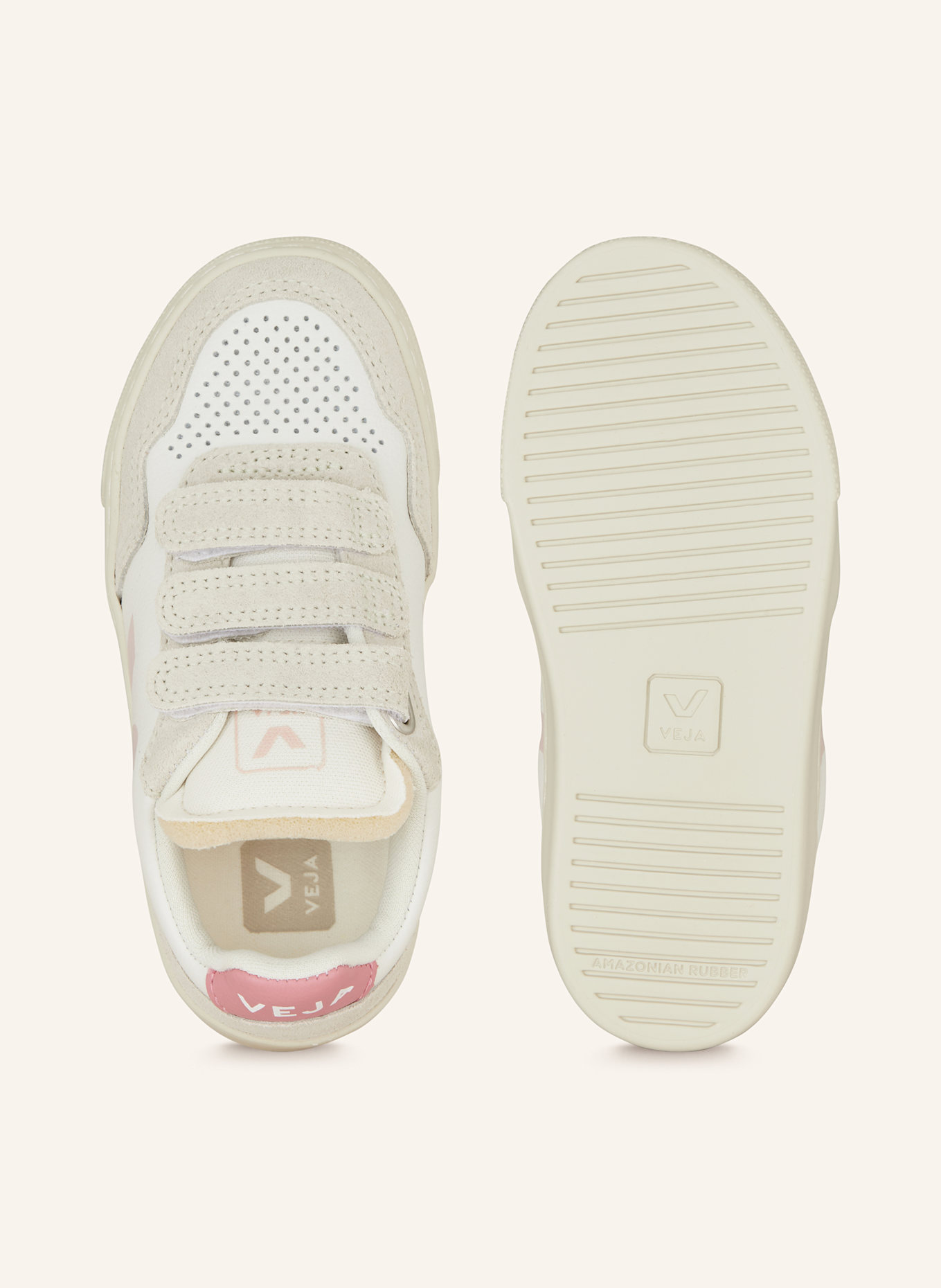 VEJA Sneakers V-90: WHITE / LIGHT GRAY / LIGHT PINK