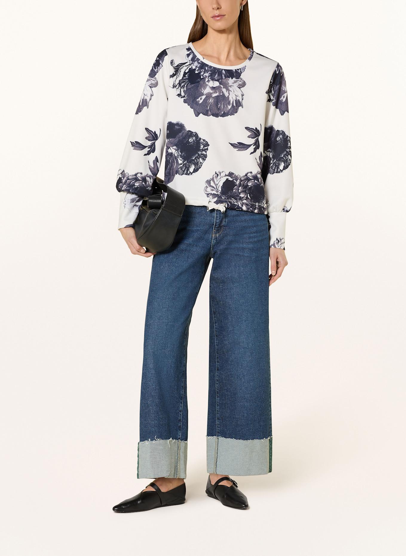 monari Sweatshirt: WHITE / DARK BLUE / BROWN