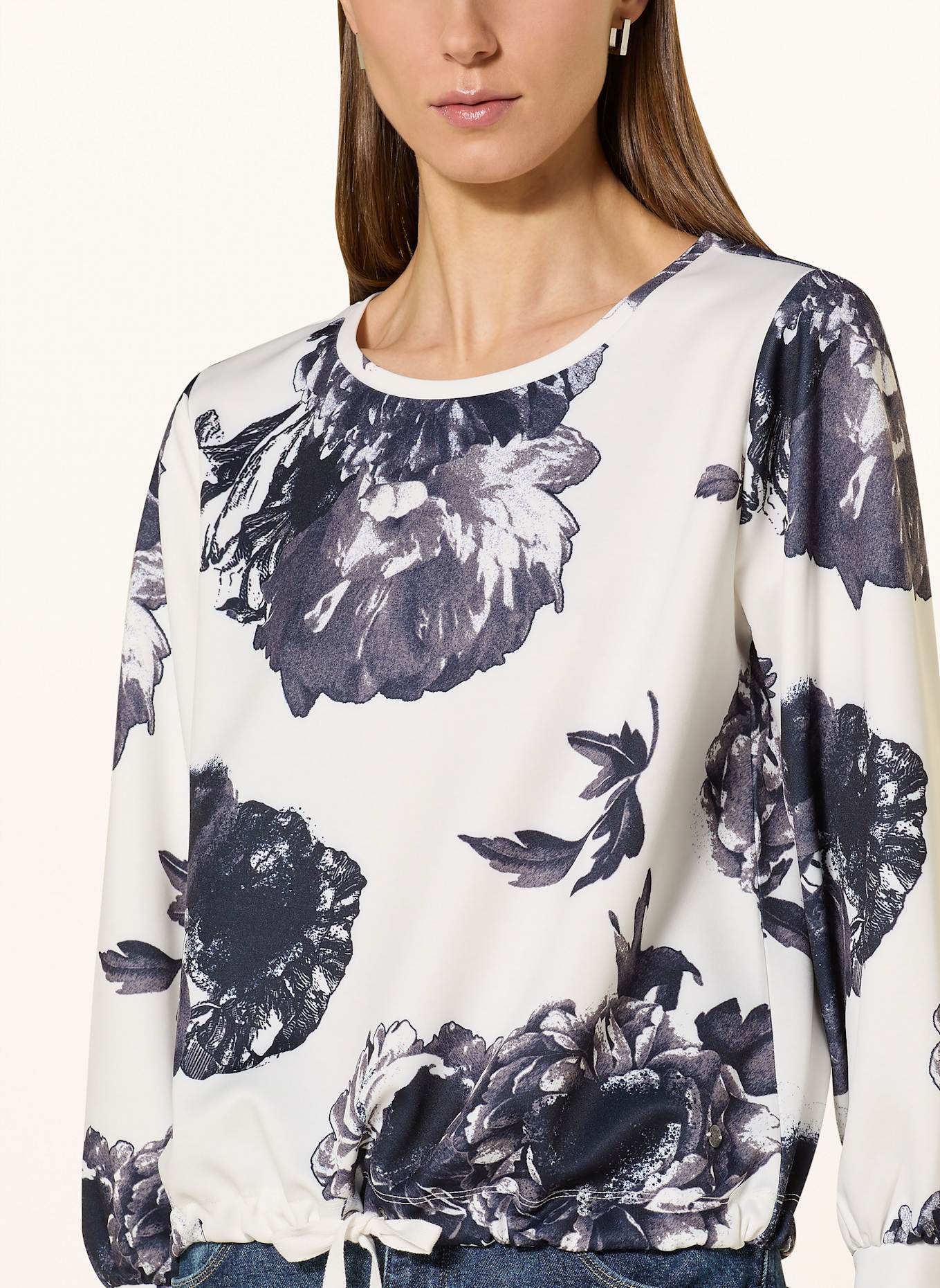 monari Sweatshirt: WHITE / DARK BLUE / BROWN