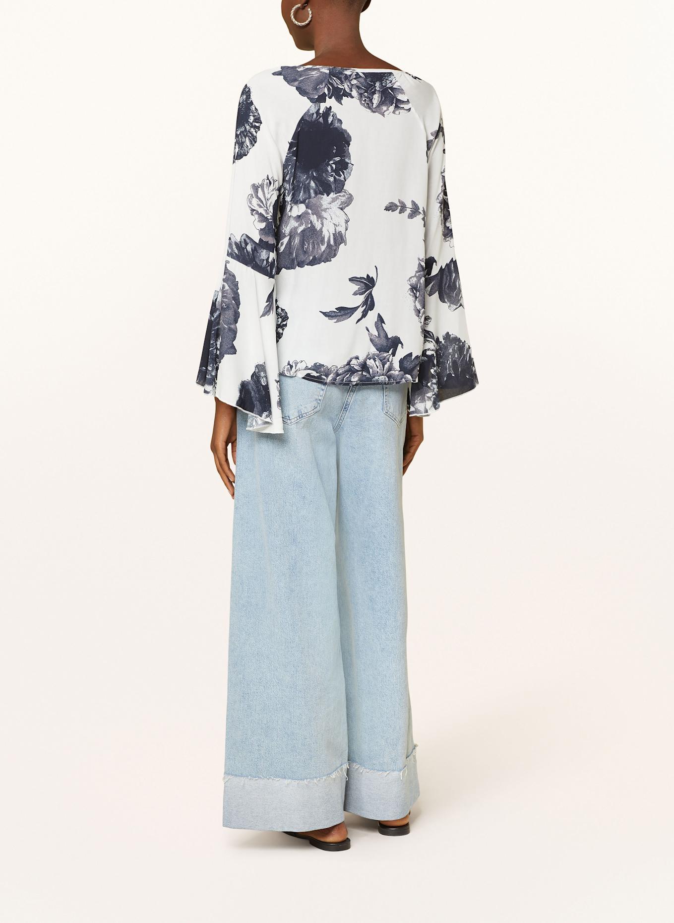 monari Shirt blouse: WHITE / DARK BLUE / BROWN