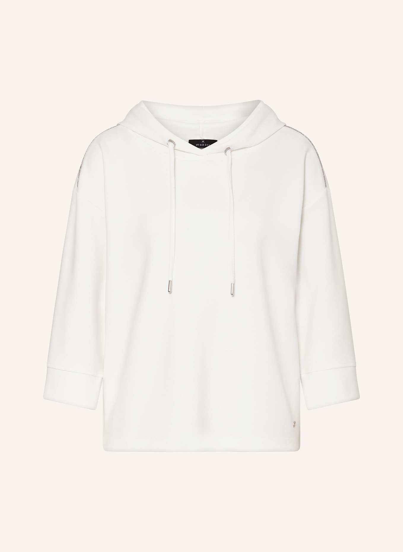 monari Hoodie mit 3/4-Arm und Schmucksteinen: ECRU