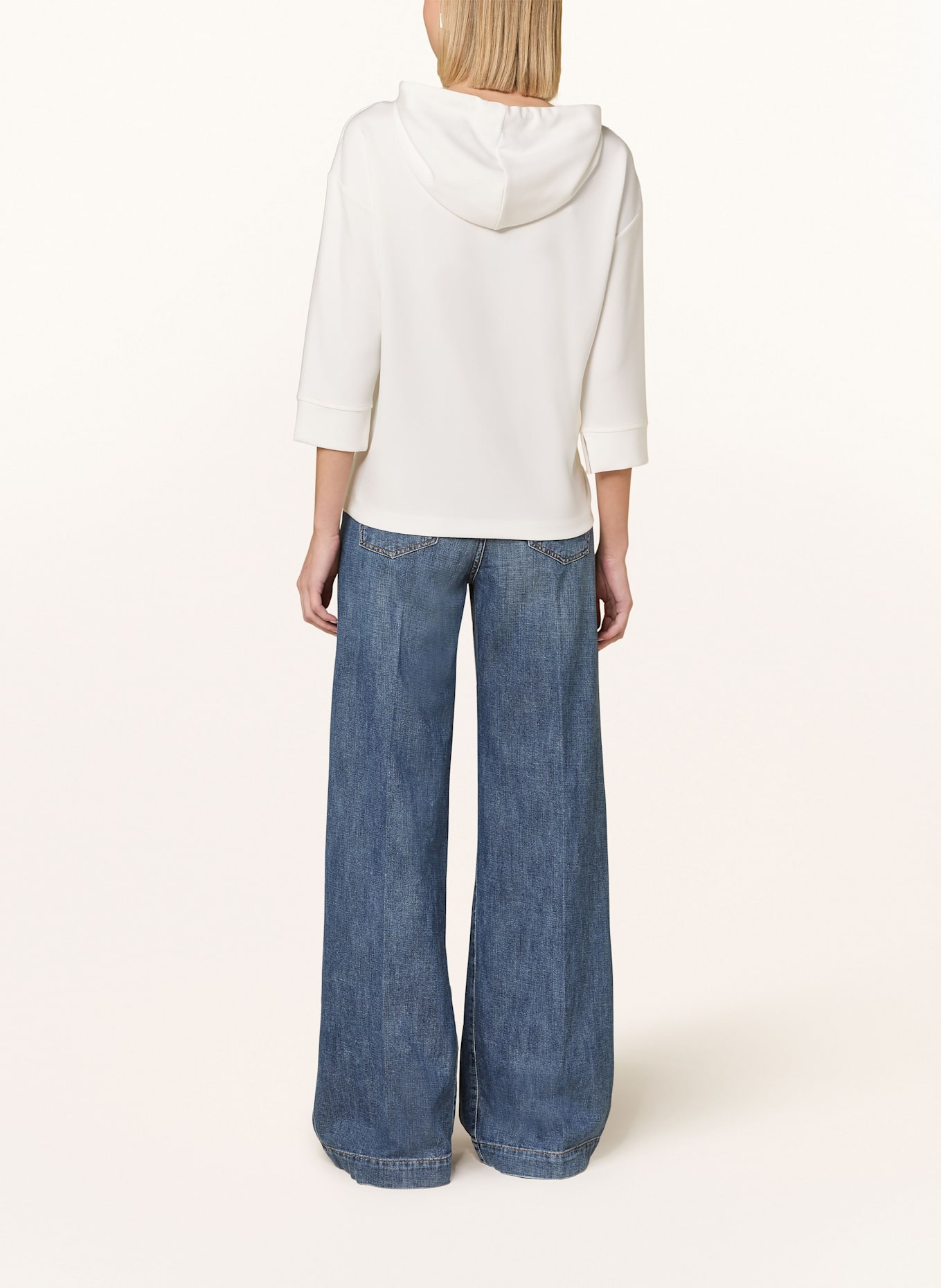 monari Hoodie mit 3/4-Arm und Schmucksteinen: ECRU