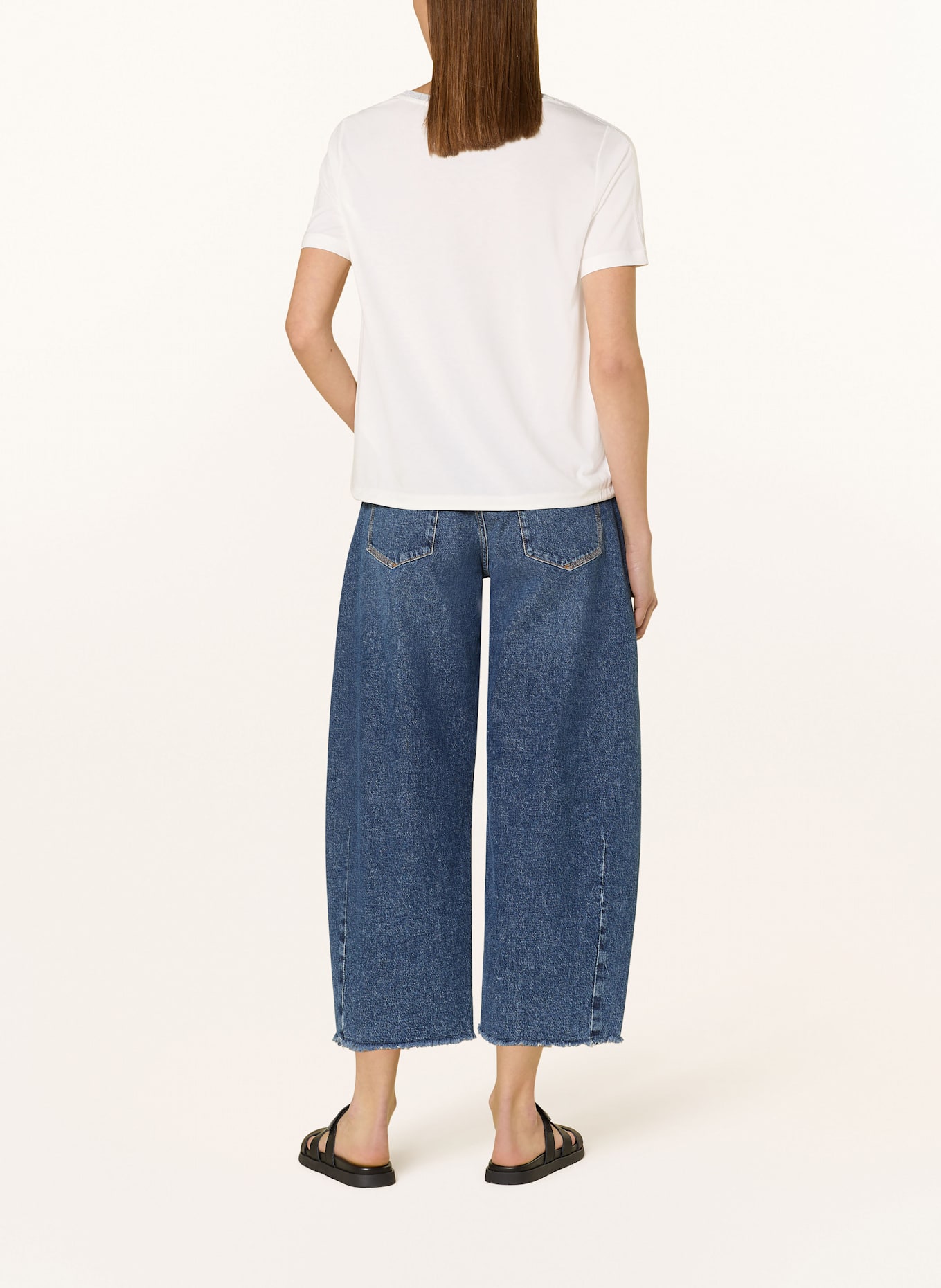 monari T-shirt in mixed materials with decorative gems: WHITE