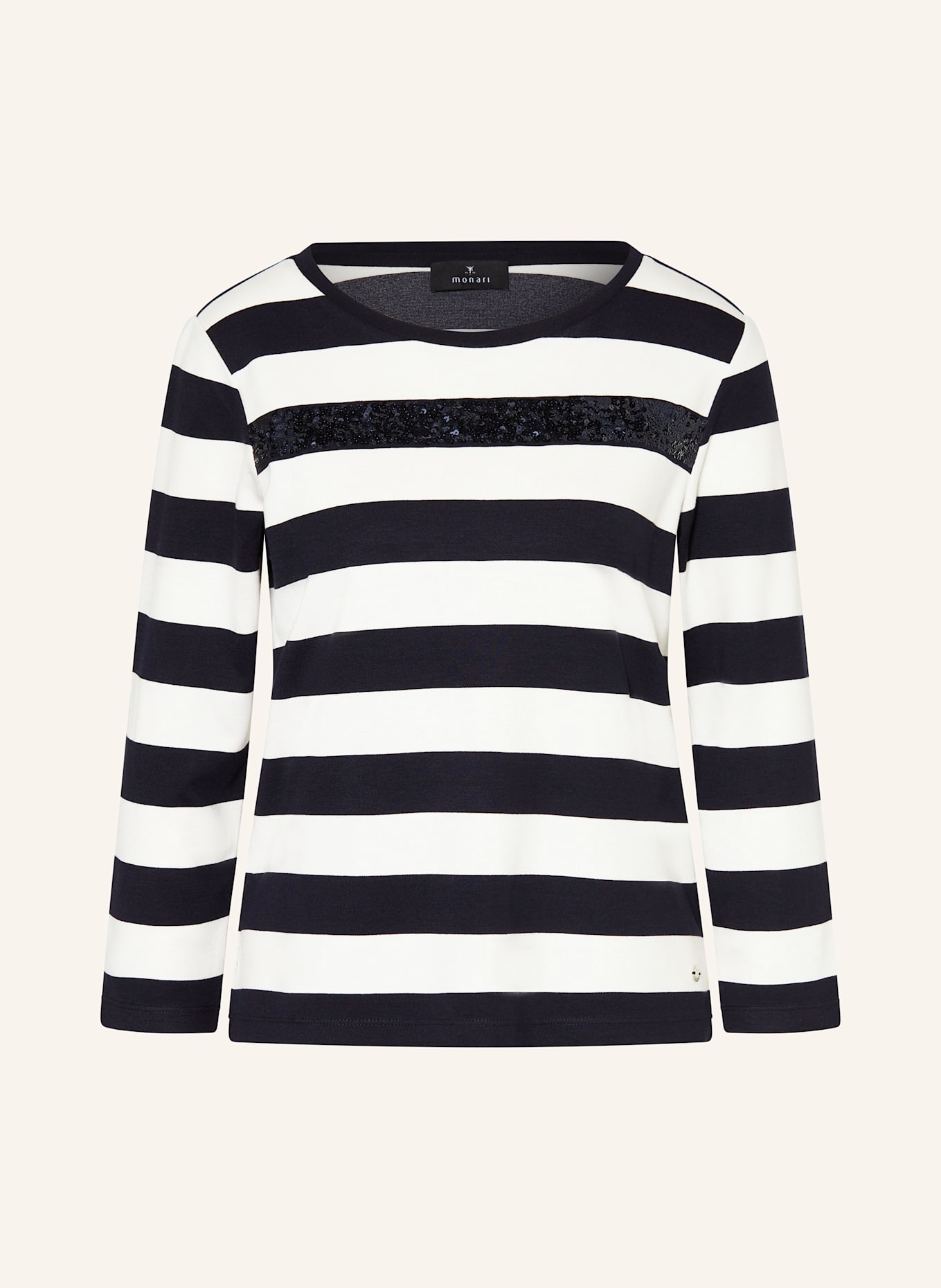 monari Long sleeve shirt with sequins: WHITE / DARK BLUE