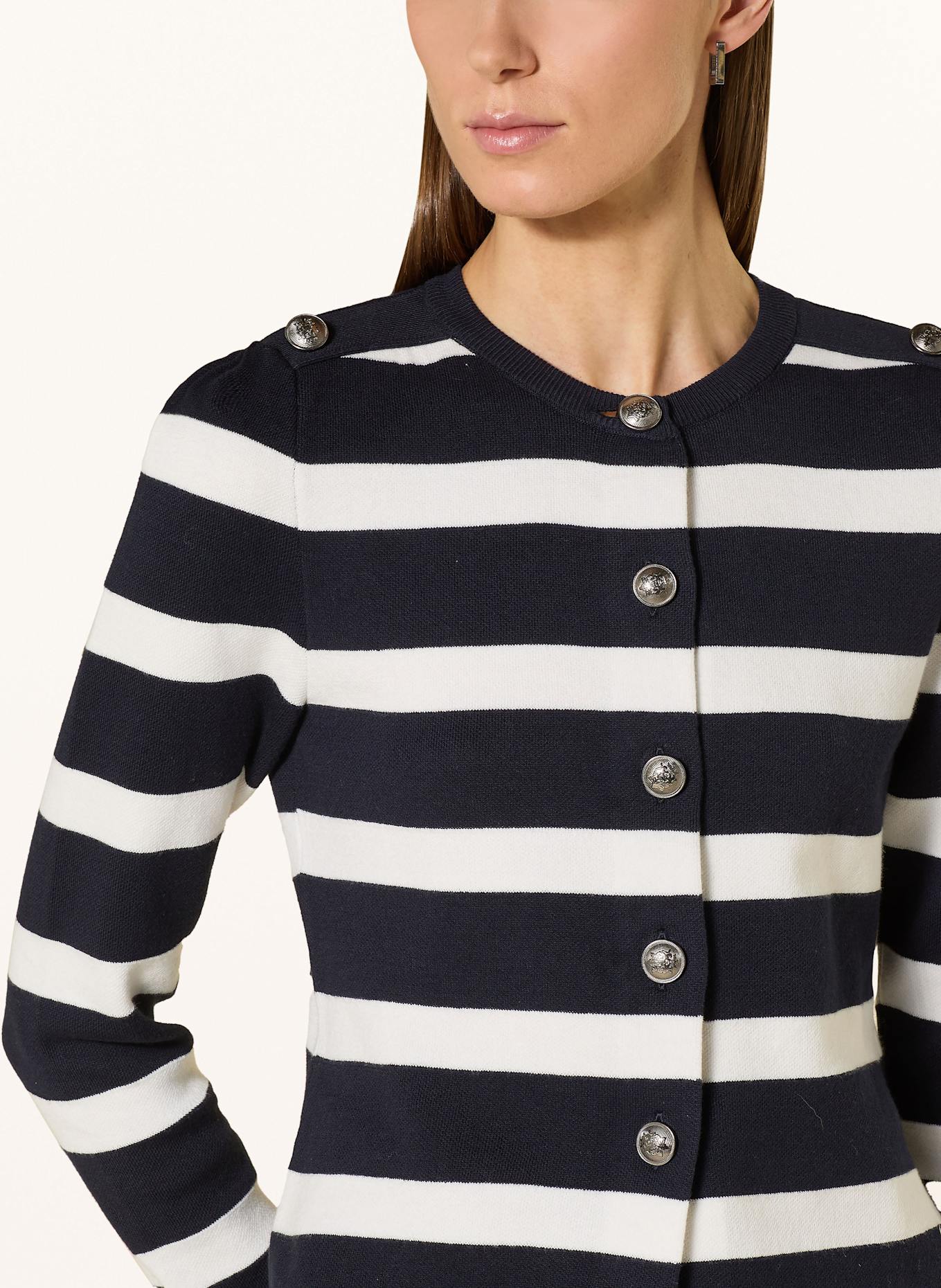 monari Strickjacke: WEISS / DUNKELBLAU