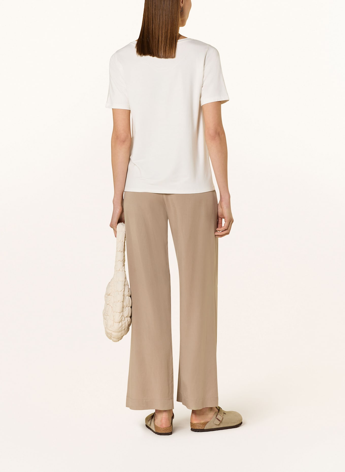 monari T-Shirt mit Schmucksteinen: WEISS/ SCHWARZ/ BEIGE