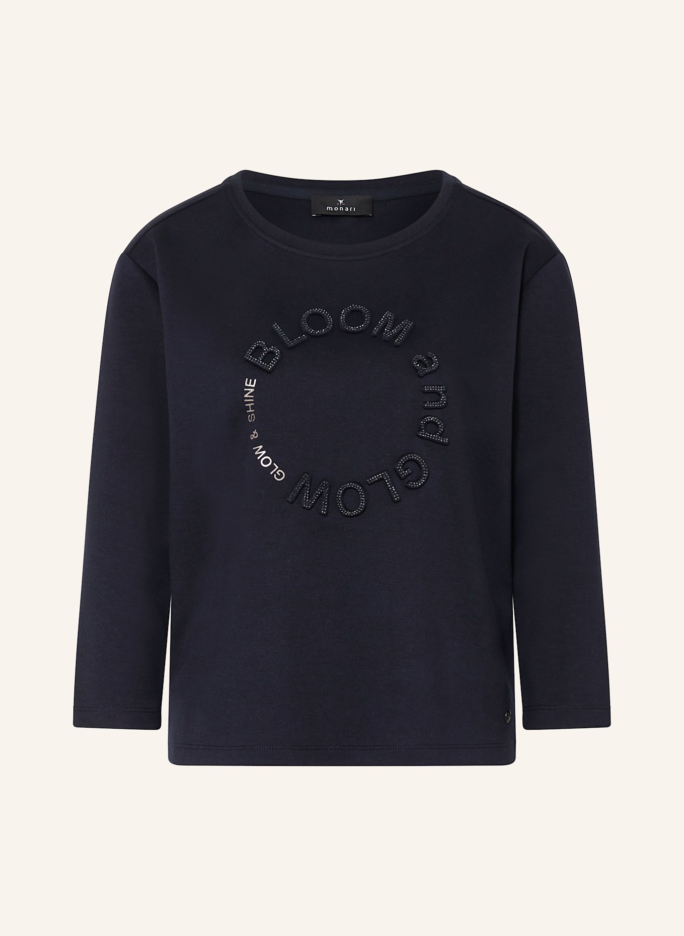 monari Longsleeve mit Schmucksteinen: DUNKELBLAU