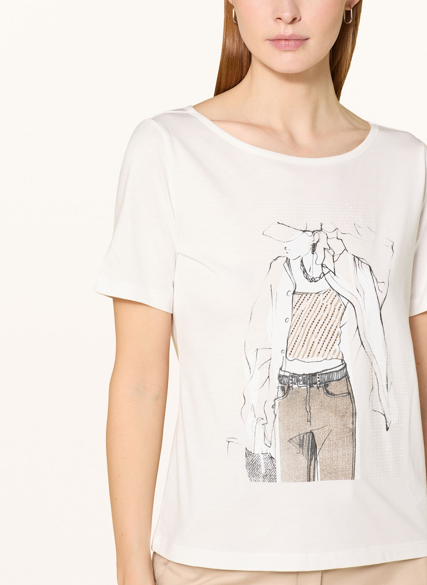 monari T-shirt with decorative gems: WHITE