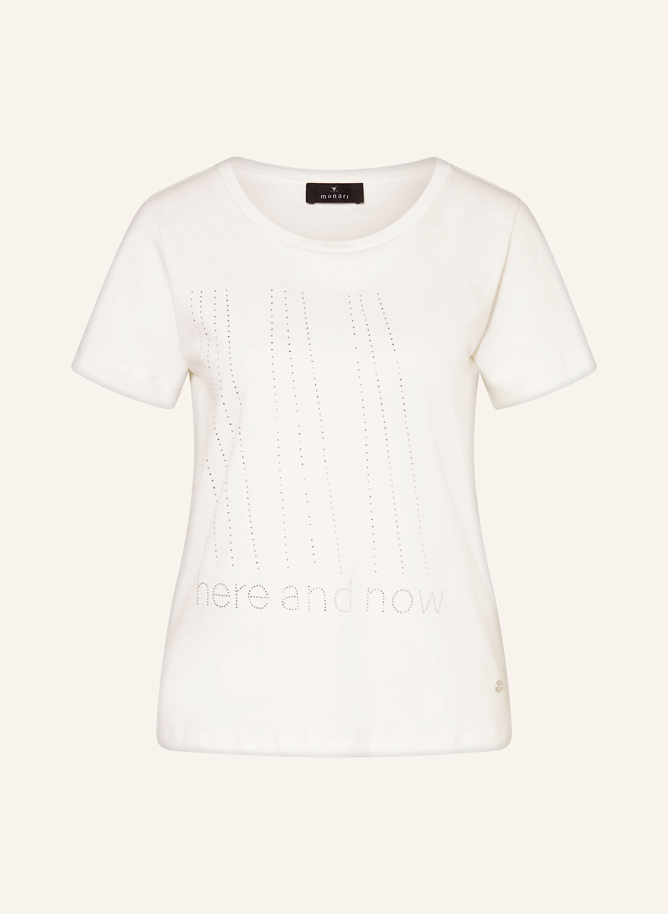 monari T-shirt avec pierres décoratives: BLANC / ARGENT