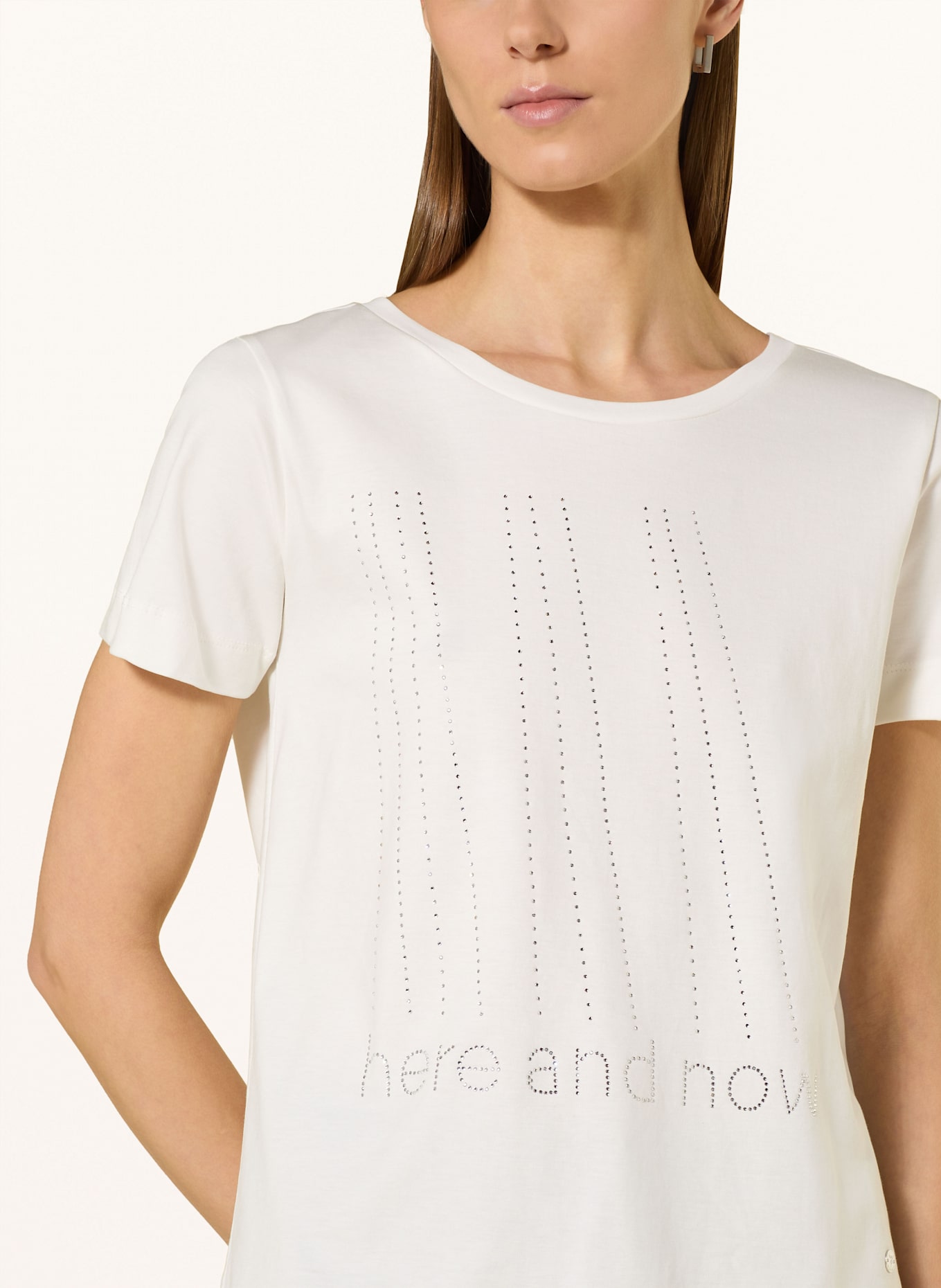 monari T-shirt avec pierres décoratives: BLANC / ARGENT