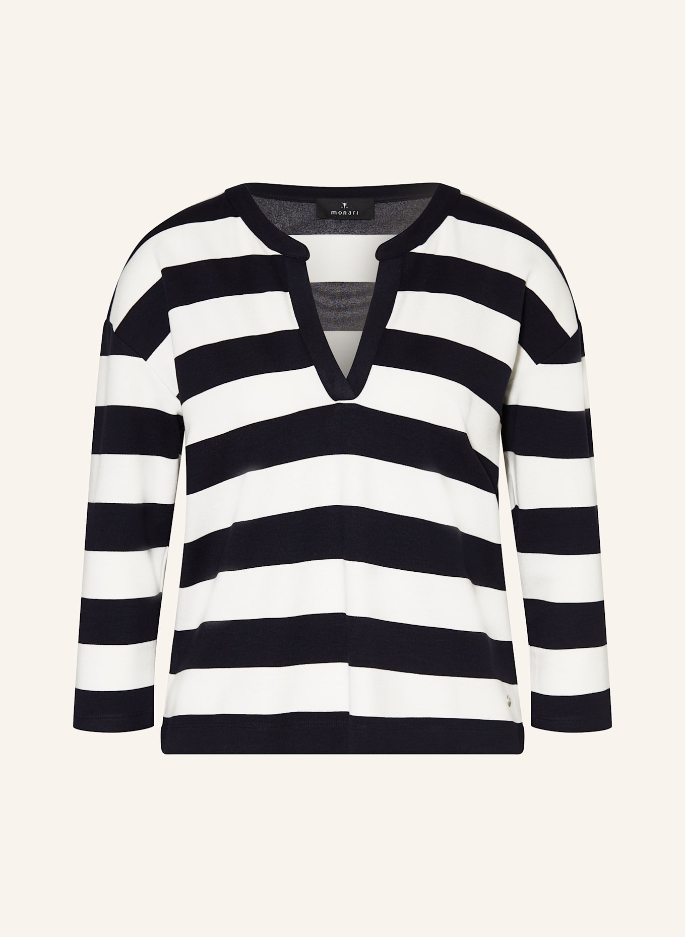 monari Longsleeve mit 3/4-Arm: WEISS / DUNKELBLAU