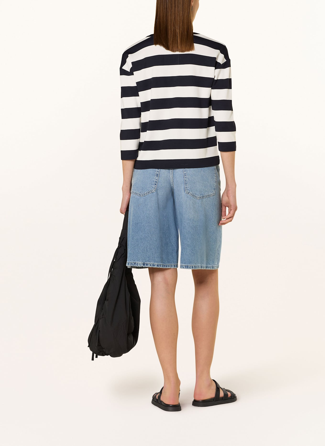 monari Longsleeve mit 3/4-Arm: WEISS / DUNKELBLAU