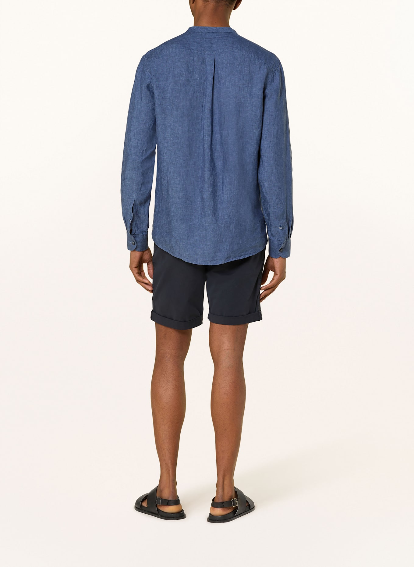 OLYMP Leinenhemd Casual regular fit mit Stehkragen: DUNKELBLAU