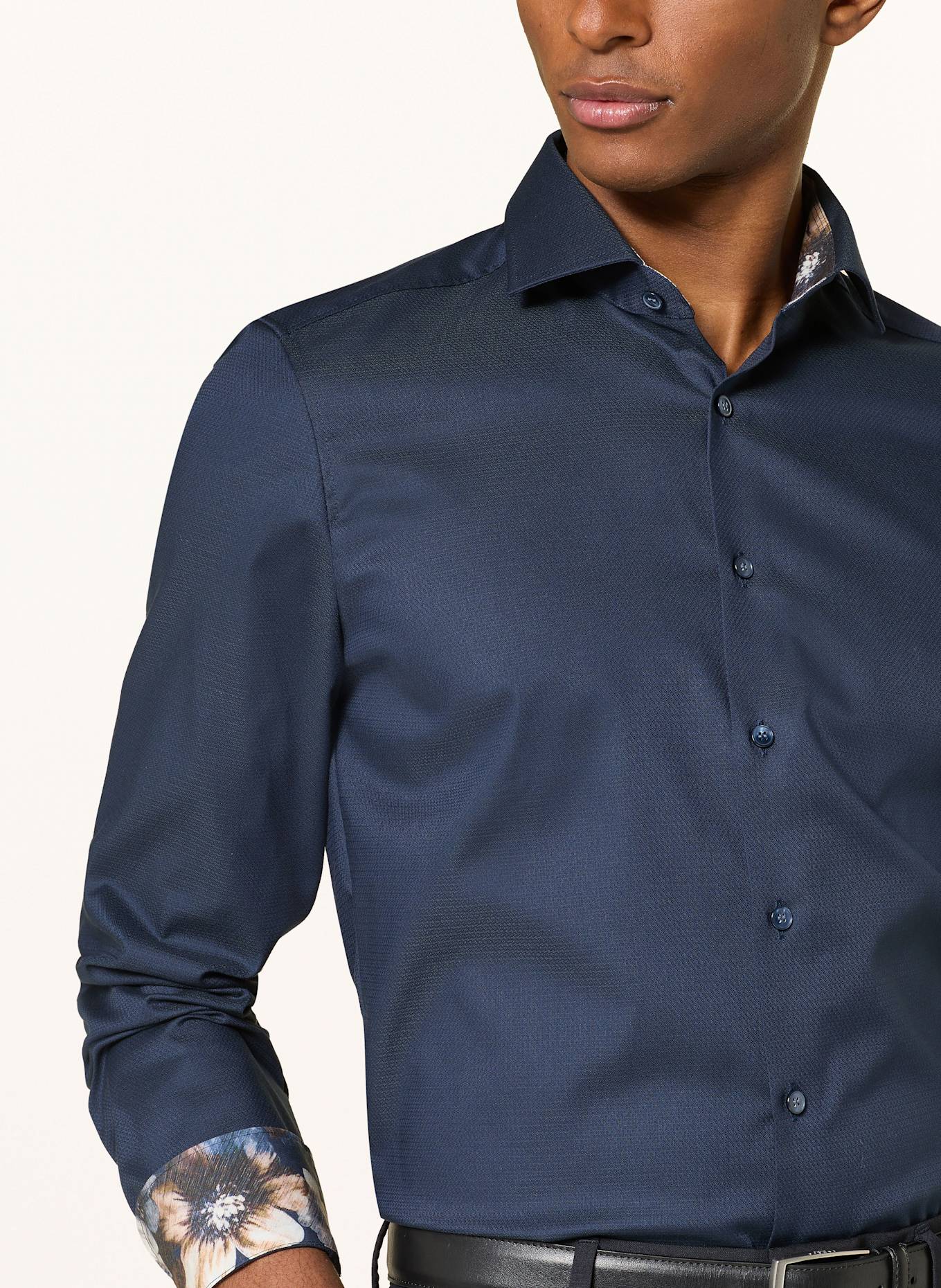 OLYMP Hemd Level Five body fit mit extralangem Arm: DUNKELBLAU