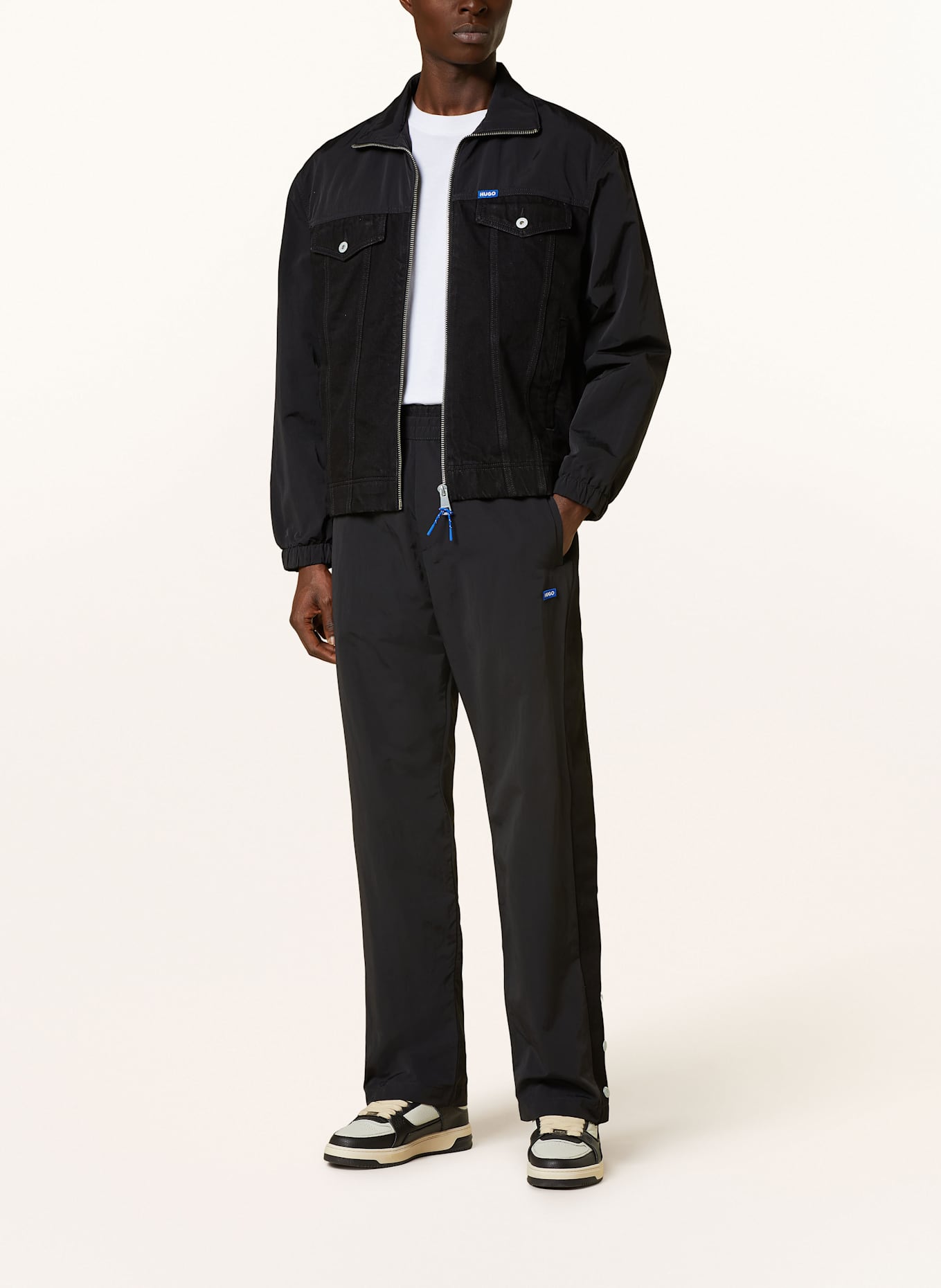 HUGO Hose GABLO Regular Fit im Materialmix: SCHWARZ