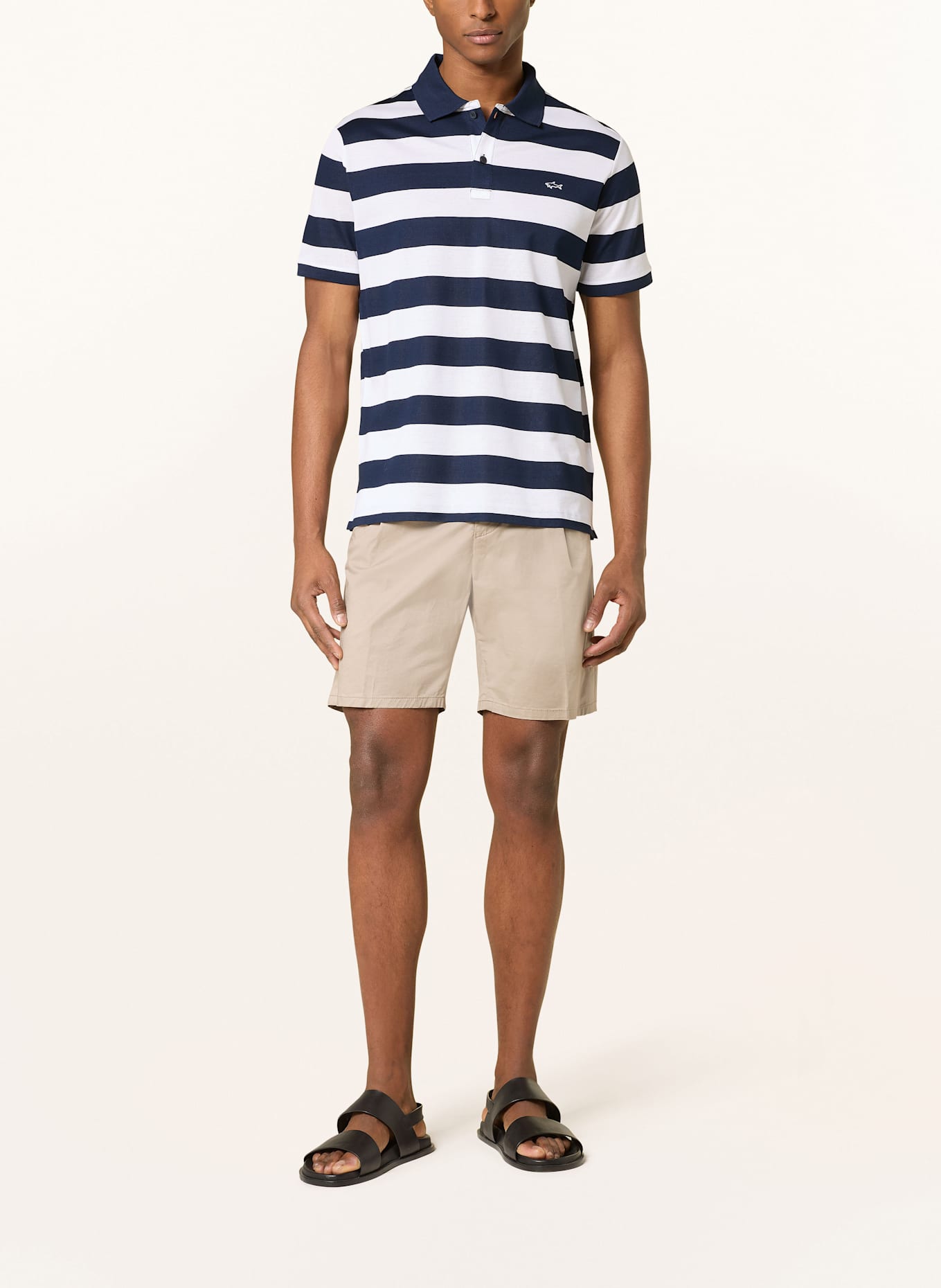 PAUL & SHARK Piqué-Poloshirt: DUNKELBLAU/ WEISS