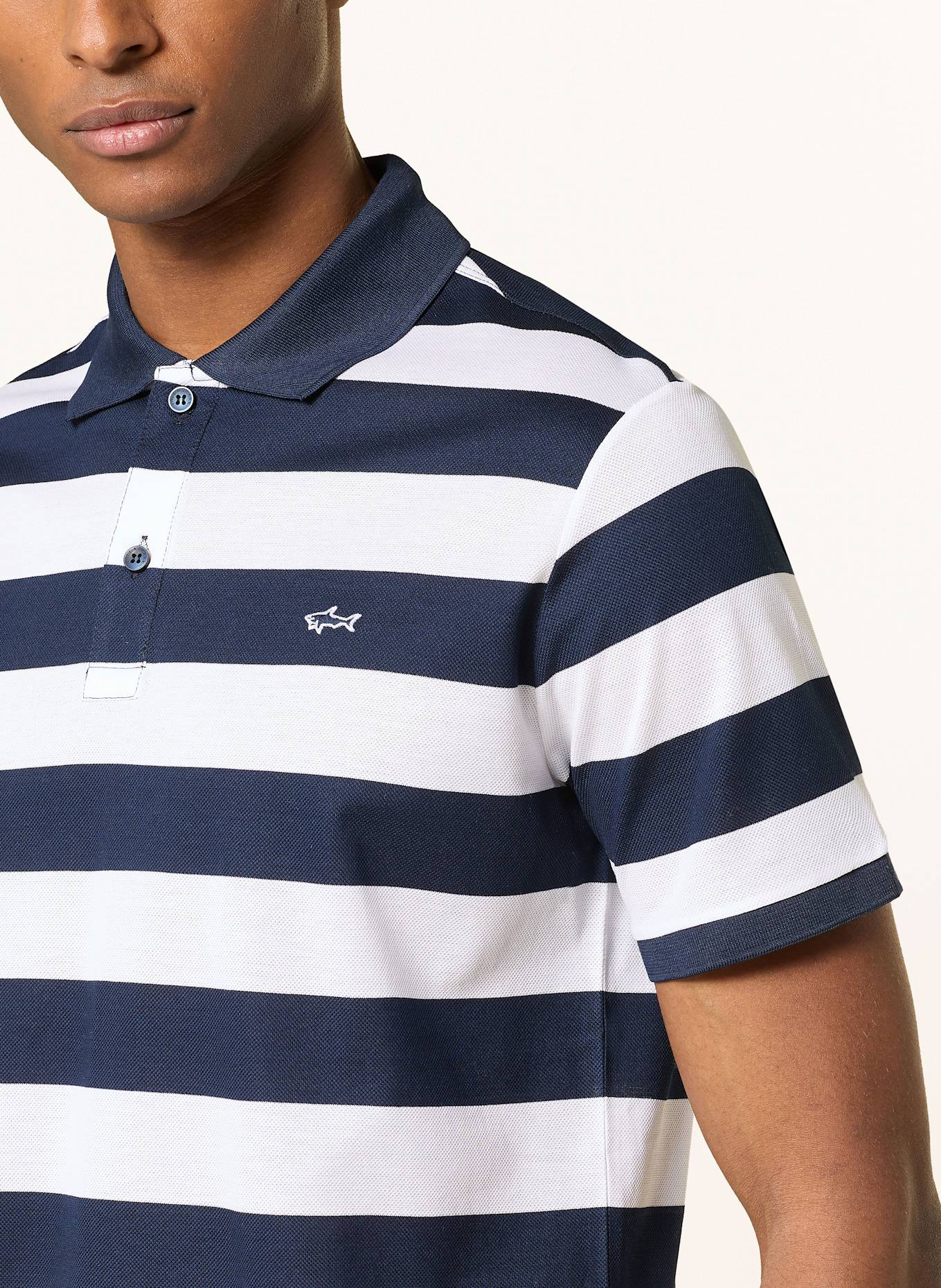 PAUL & SHARK Piqué-Poloshirt: DUNKELBLAU/ WEISS