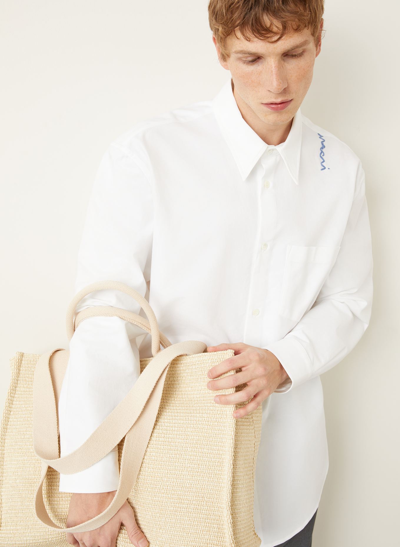 MARNI Koszula oxford comfort fit: BIAŁY