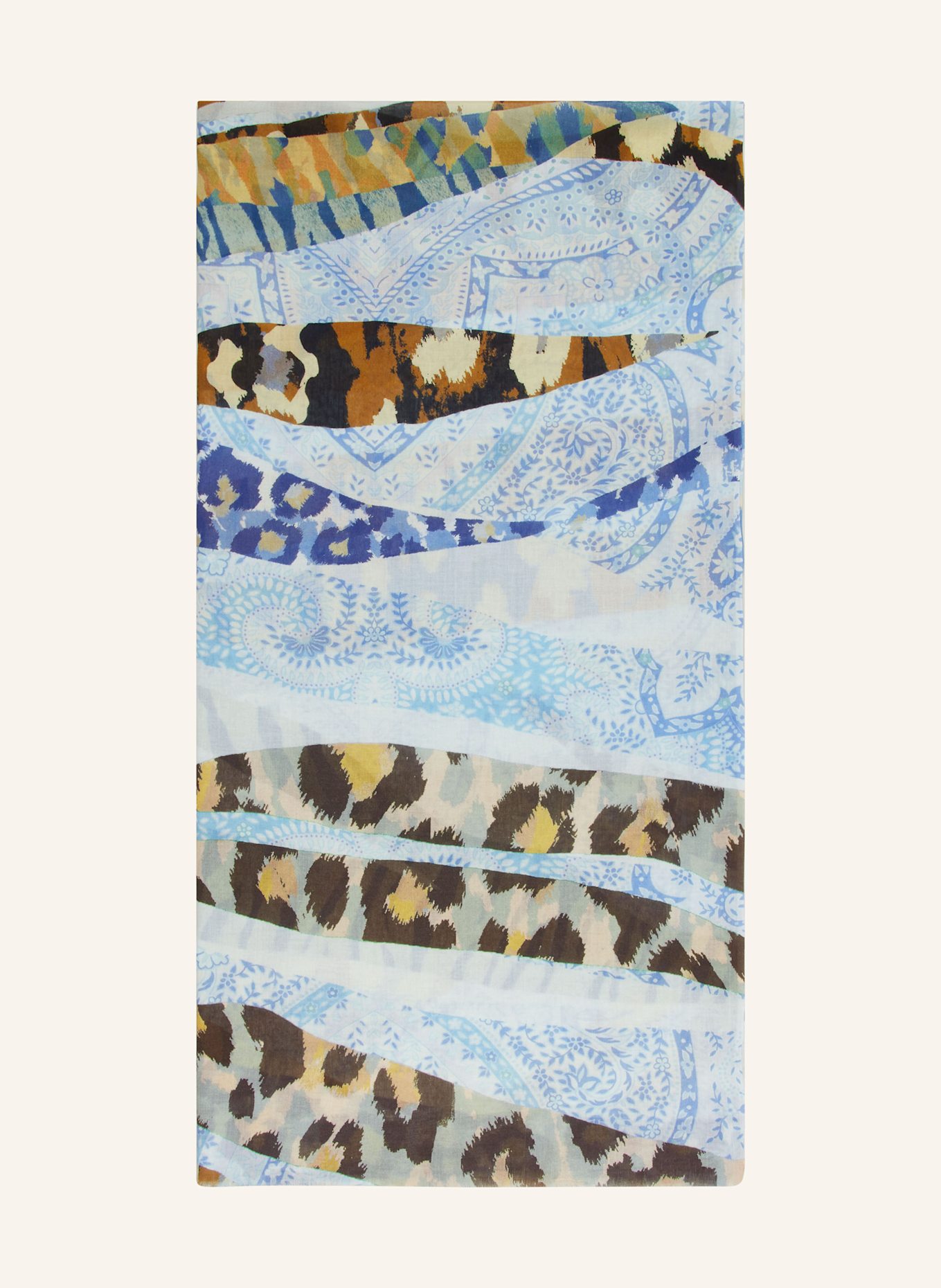 CODELLO Schal: HELLBLAU / BEIGE / SCHWARZ