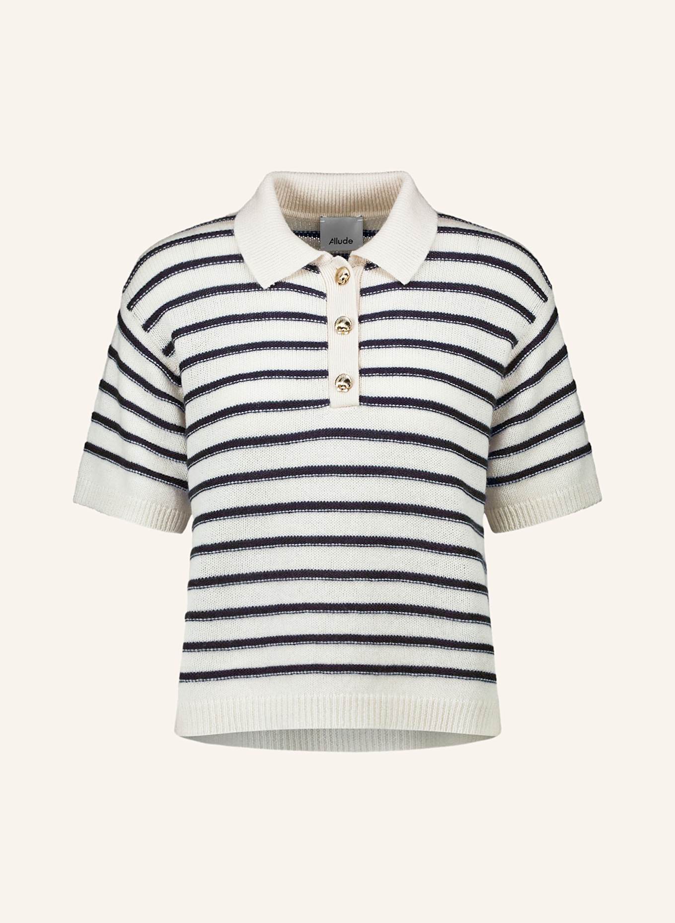 ALLUDE Strickshirt mit Cashmere: ECRU / DUNKELBLAU