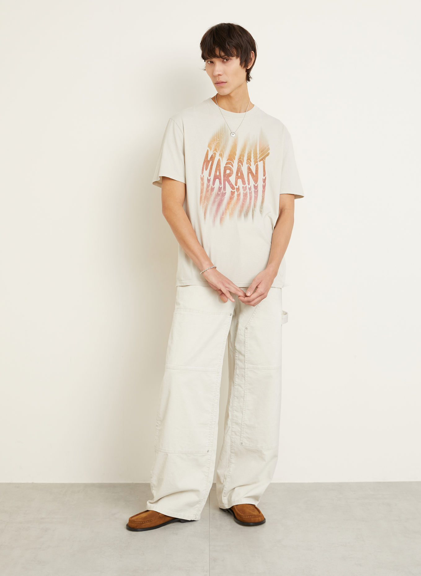 ISABEL MARANT T-Shirt HUGO: ECRU/ BRAUN/ DUNKELROT