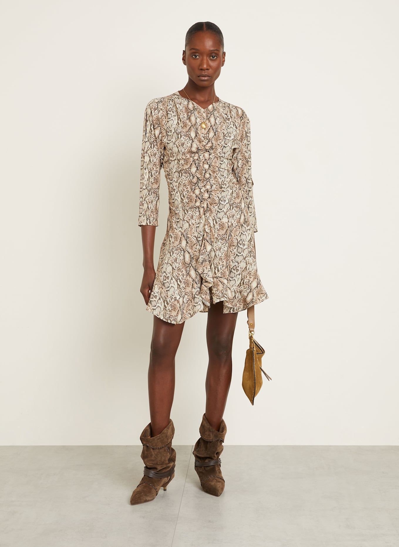ISABEL MARANT Cocktailkleid OCTAVIA aus Seide mit 3/4-Arm: BEIGE/ CREME
