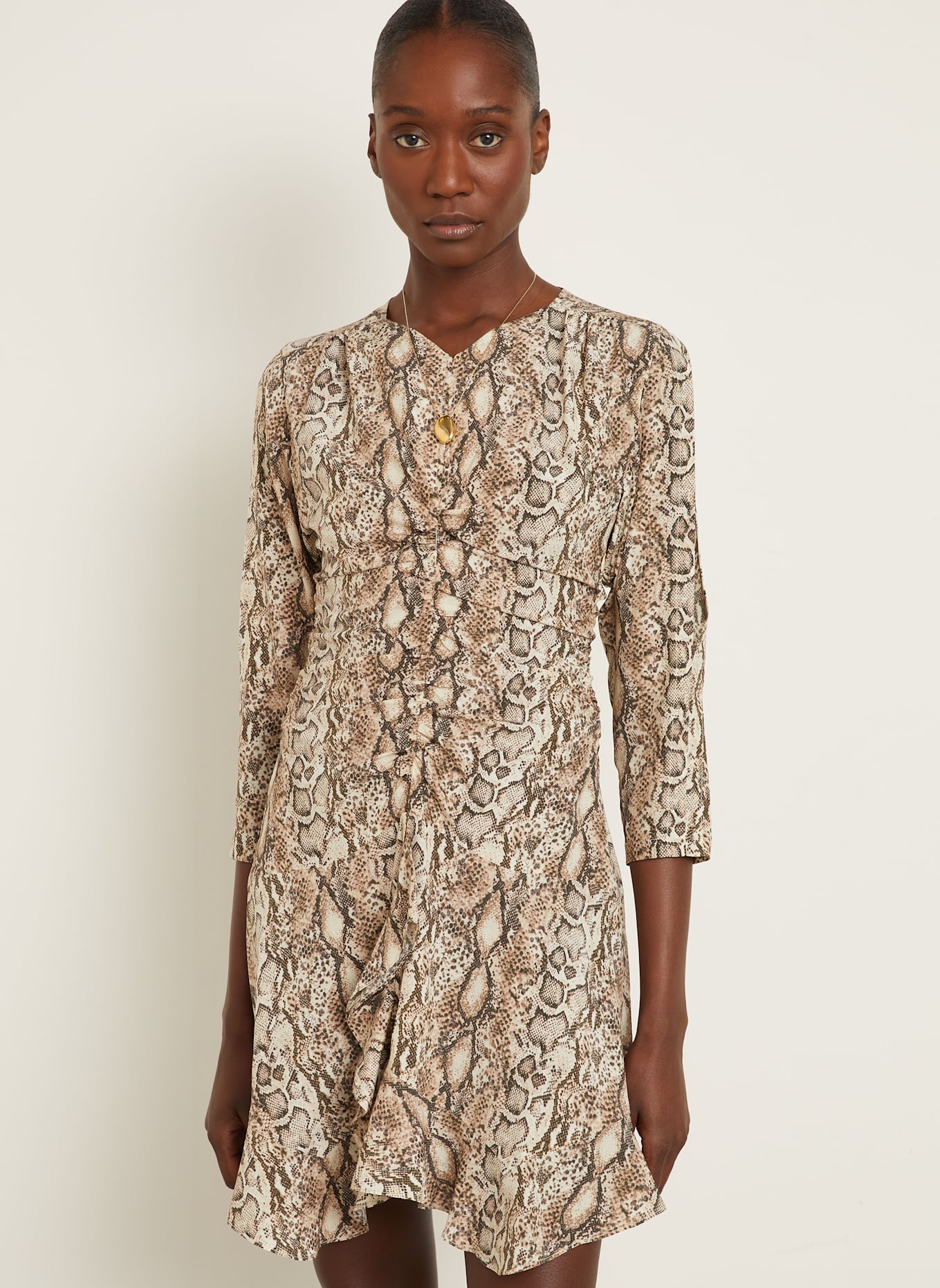 ISABEL MARANT Cocktailkleid OCTAVIA aus Seide mit 3/4-Arm: BEIGE/ CREME