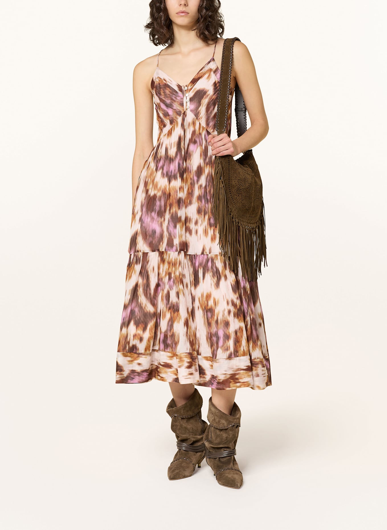 MARANT ÉTOILE Kleid SABBA: ECRU / HELLROSA / DUNKELROT