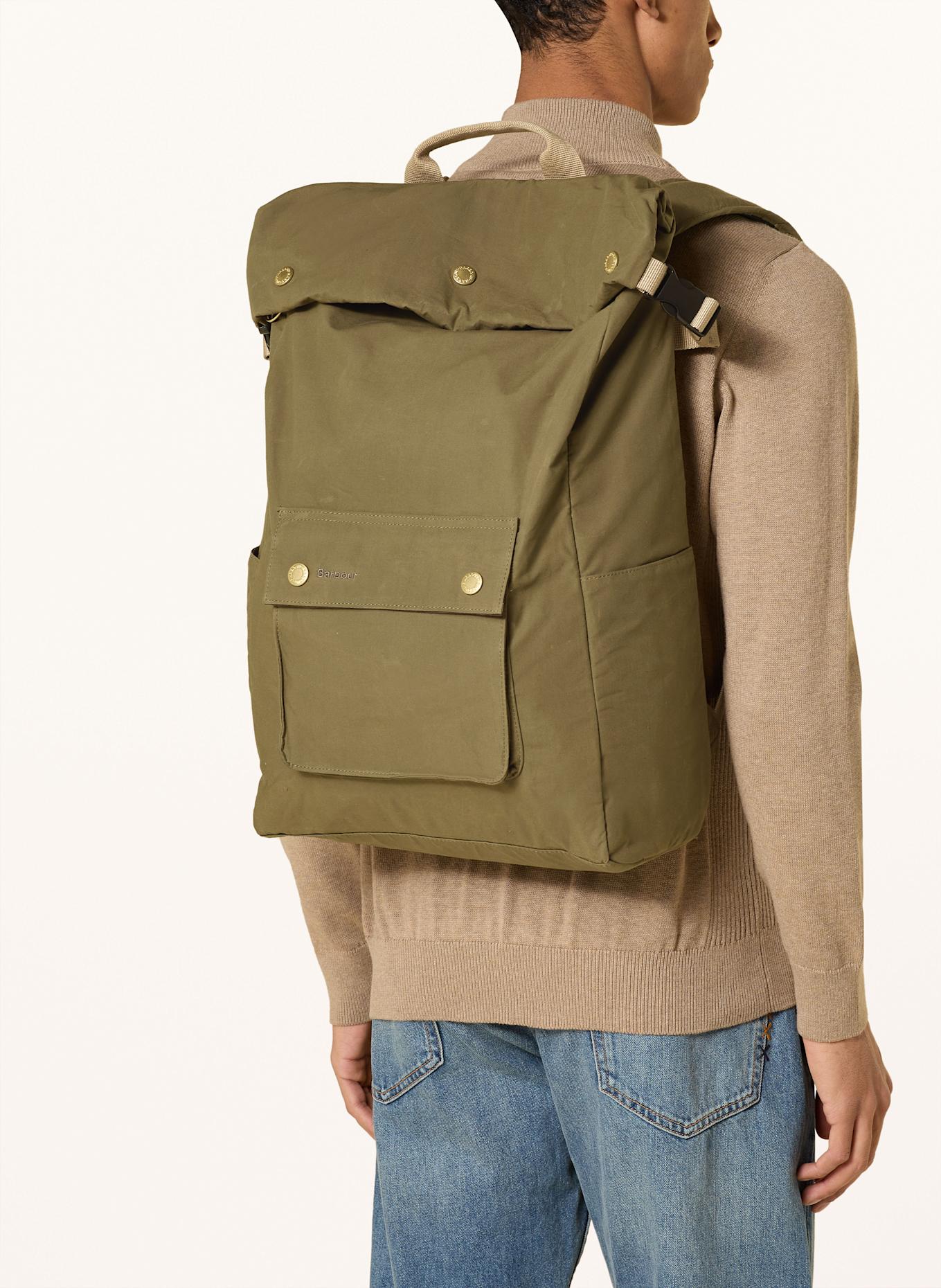 Barbour Backpack with laptop compartment: OLIVE
