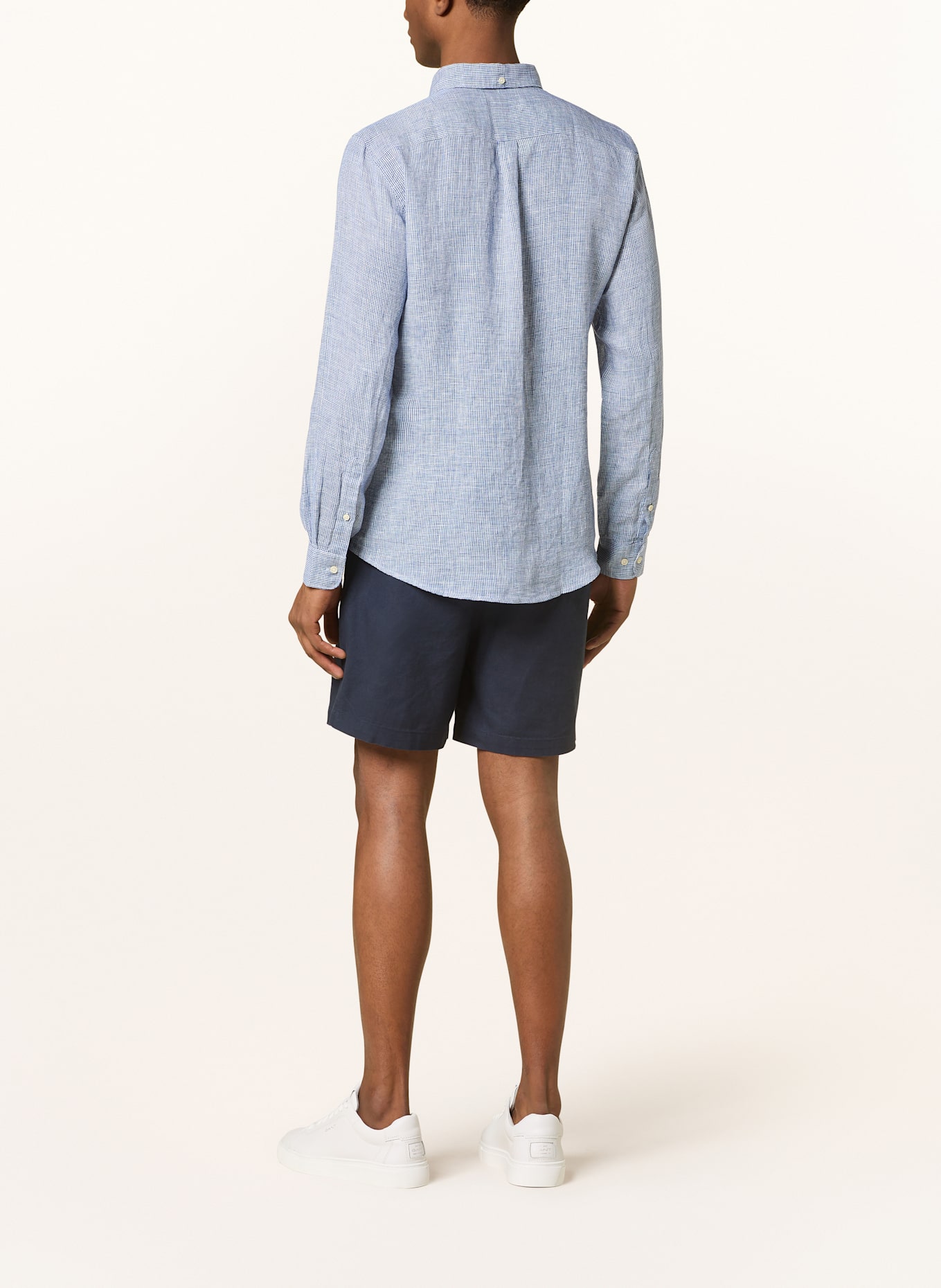 Barbour Leinenhemd LINTON Tailored Fit: DUNKELBLAU / WEISS