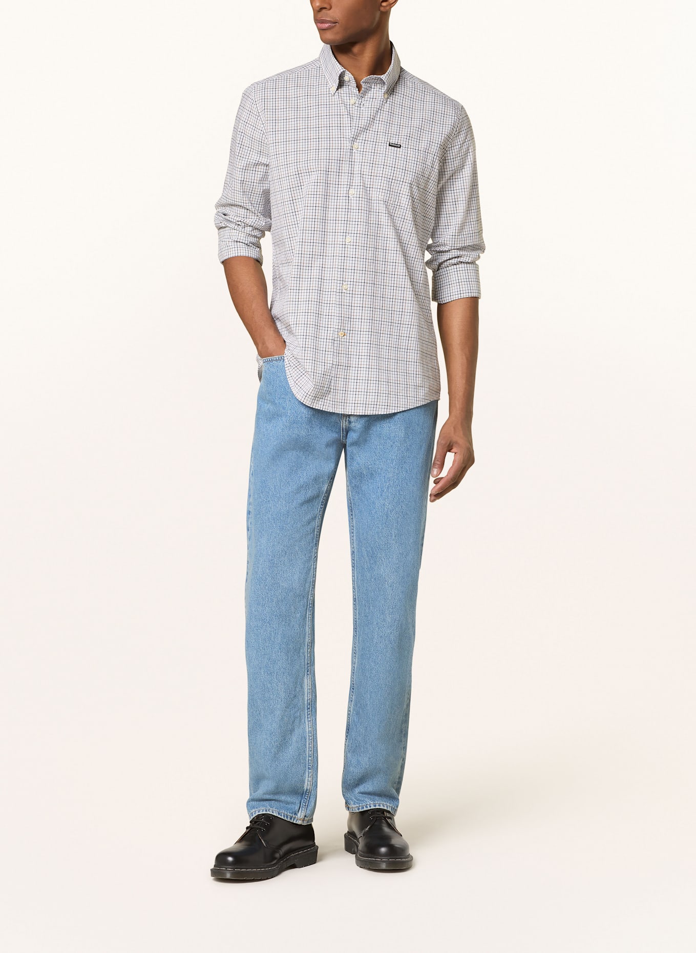 Barbour Hemd WINDALE Tailored Fit: WEISS / BRAUN / SCHWARZ