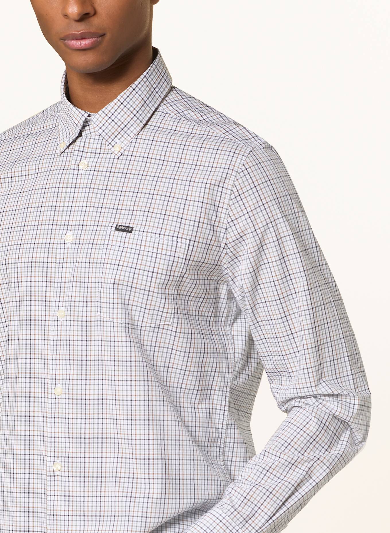 Barbour Hemd WINDALE Tailored Fit: WEISS / BRAUN / SCHWARZ