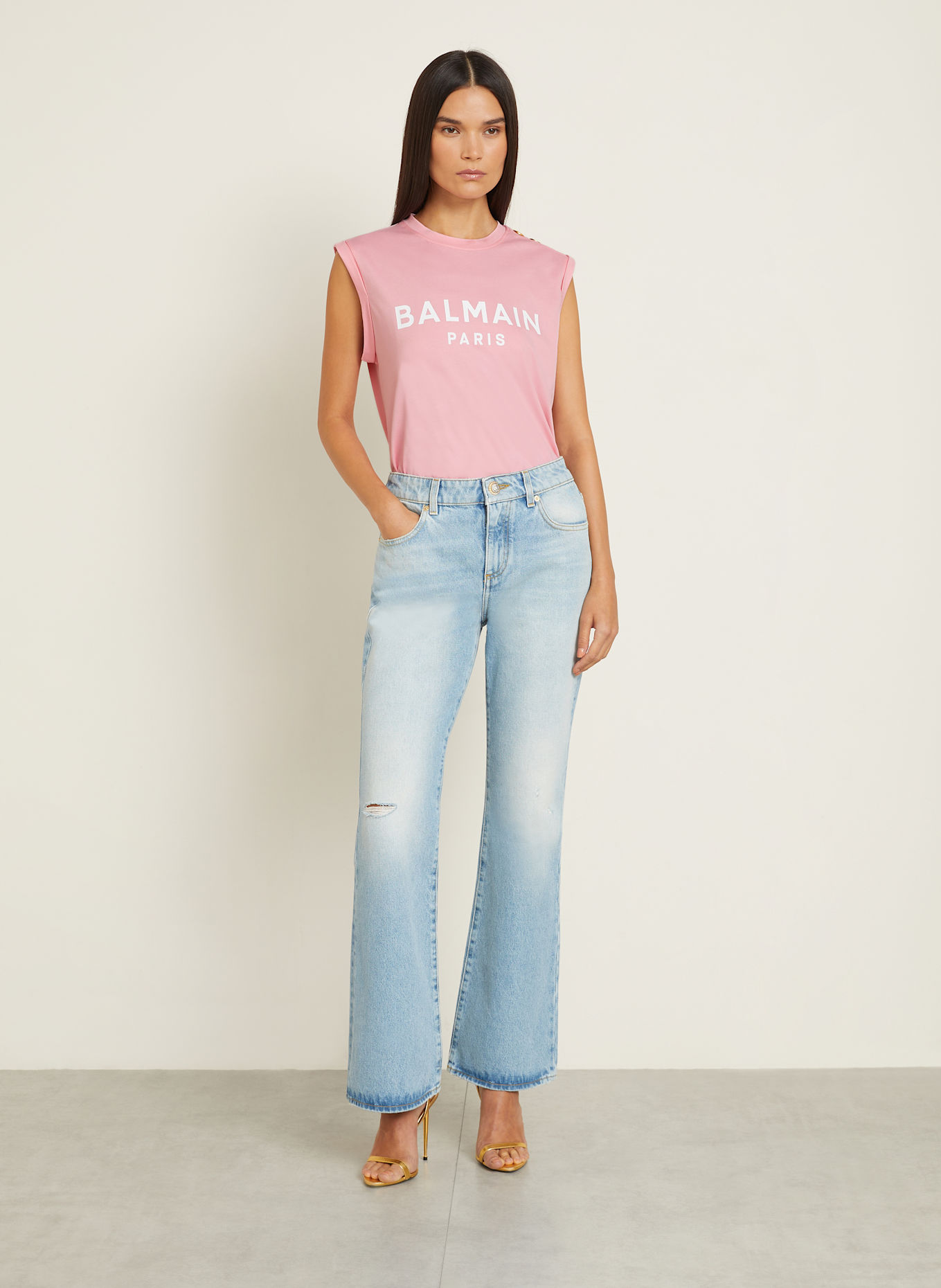 BALMAIN Top: PINK / WHITE