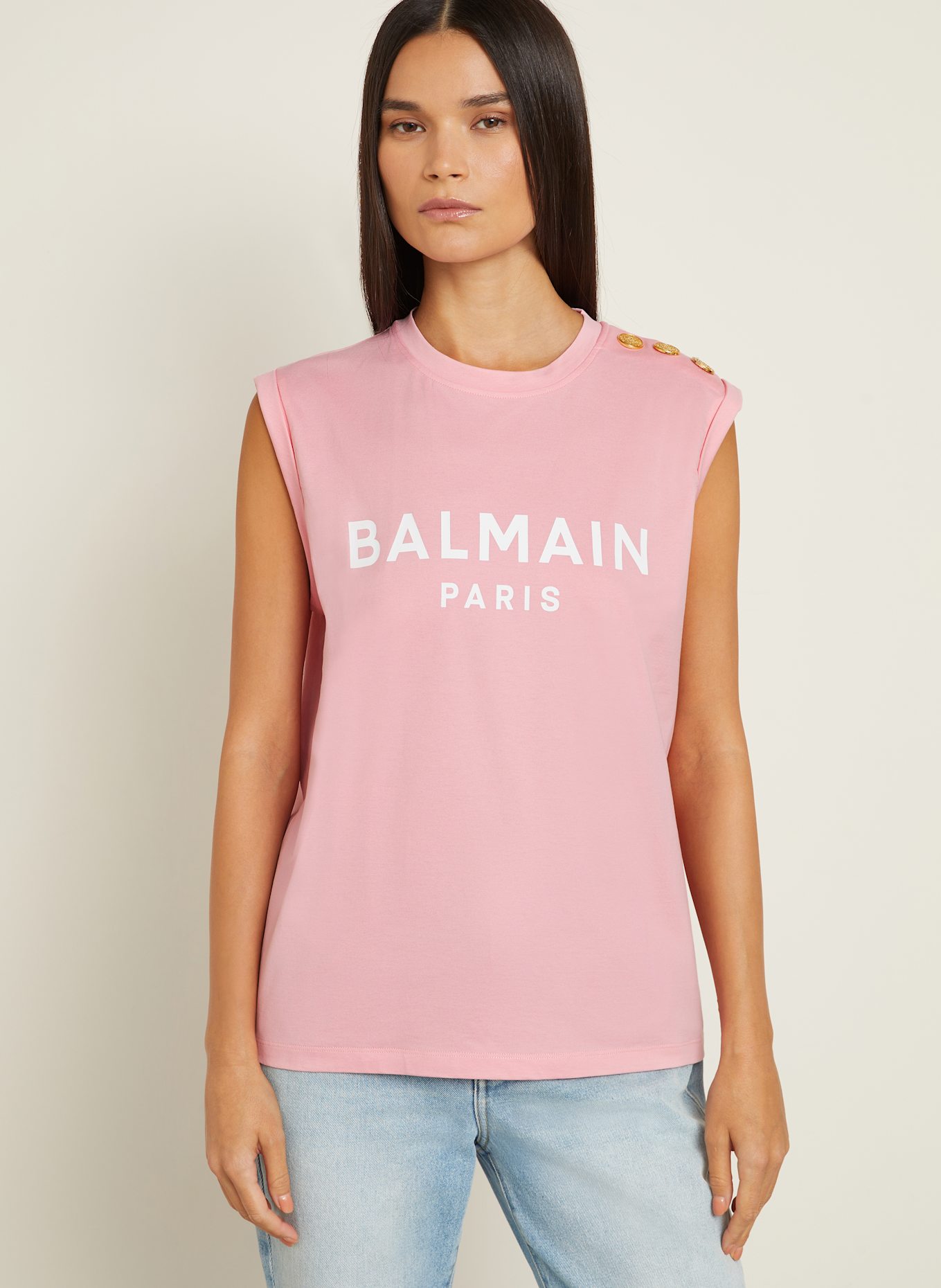 BALMAIN Top: PINK / WHITE