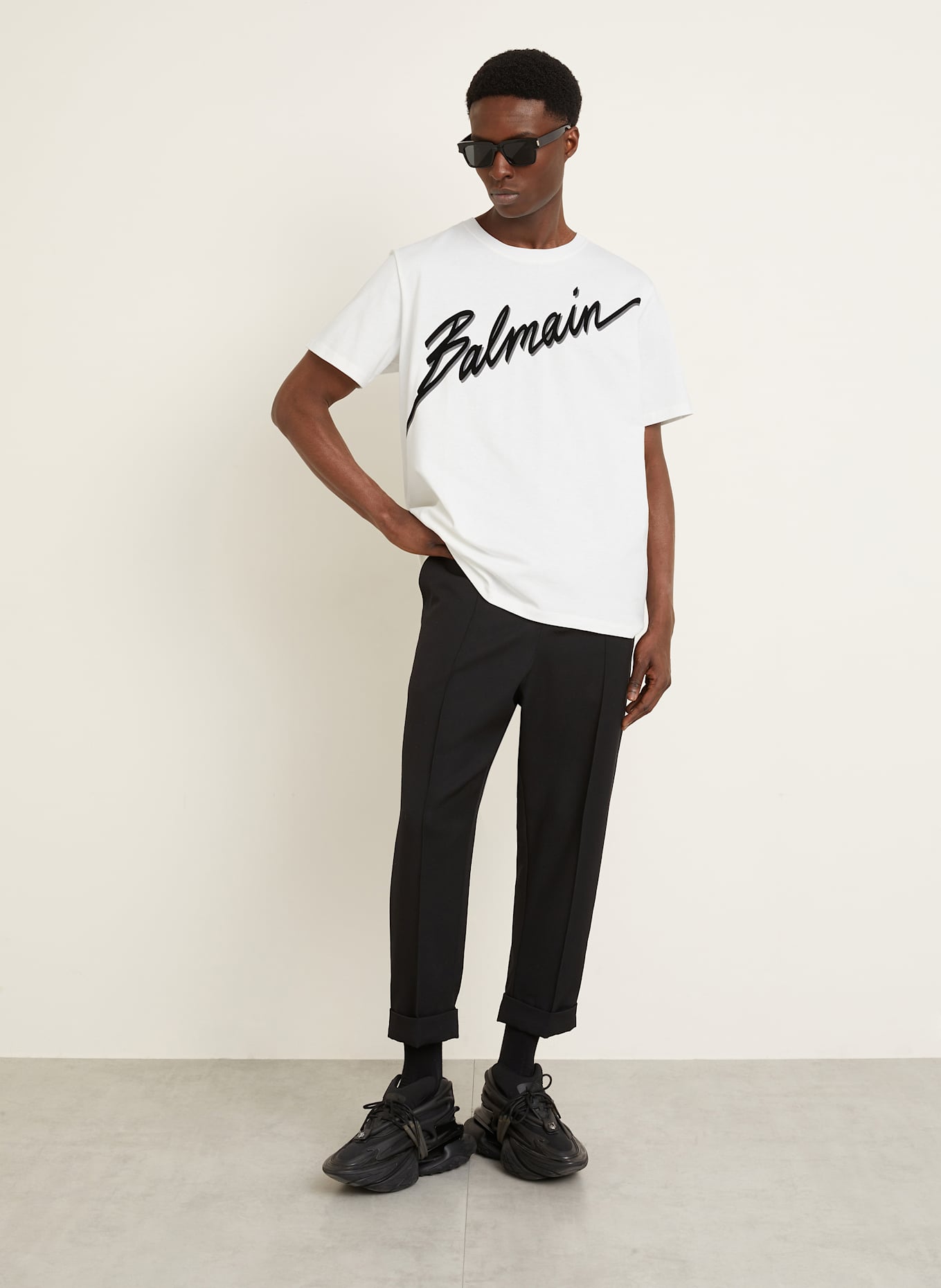 BALMAIN T-shirt: WHITE / BLACK