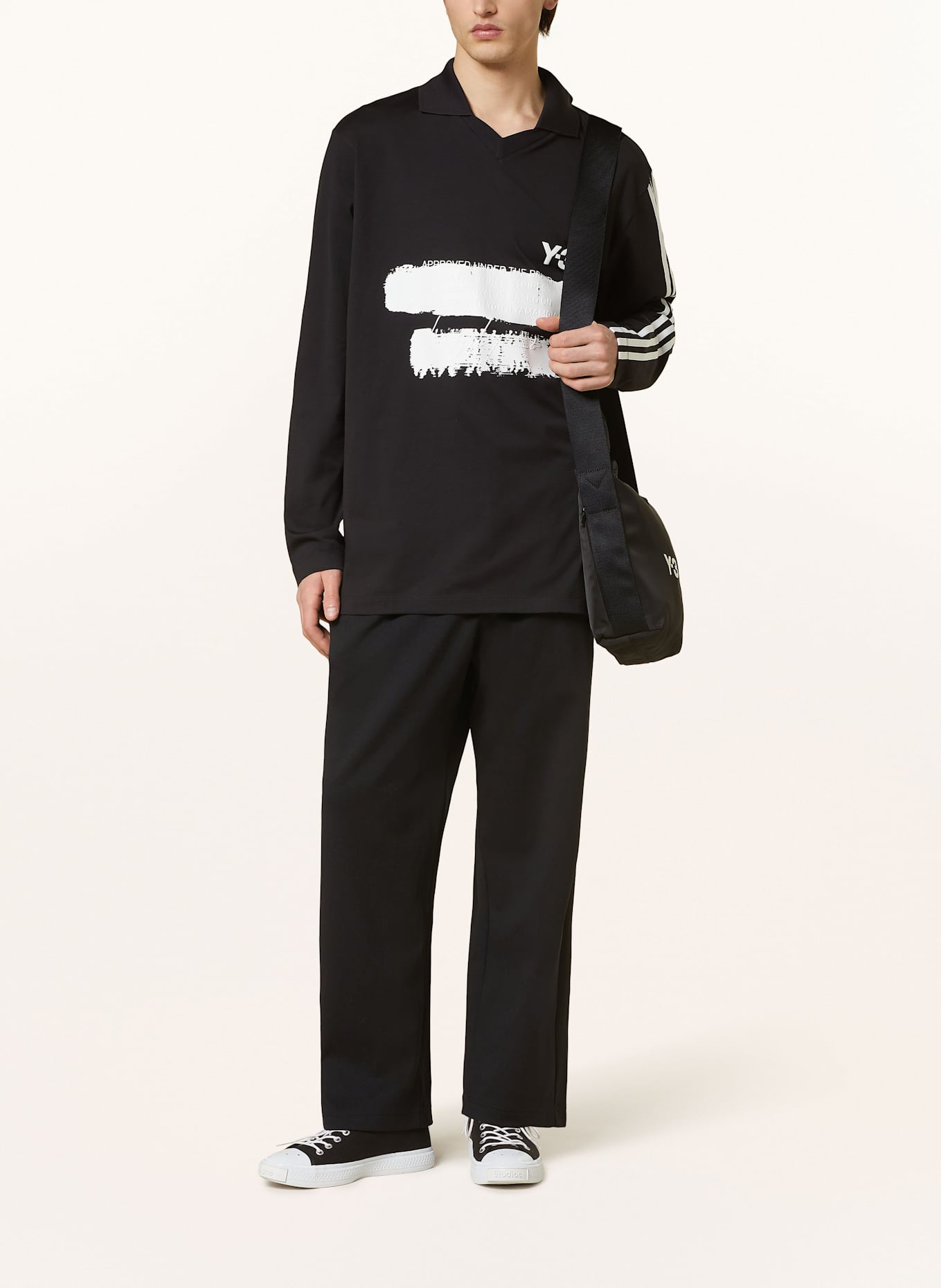 Y-3 GFX jersey polo shirt: BLACK / WHITE