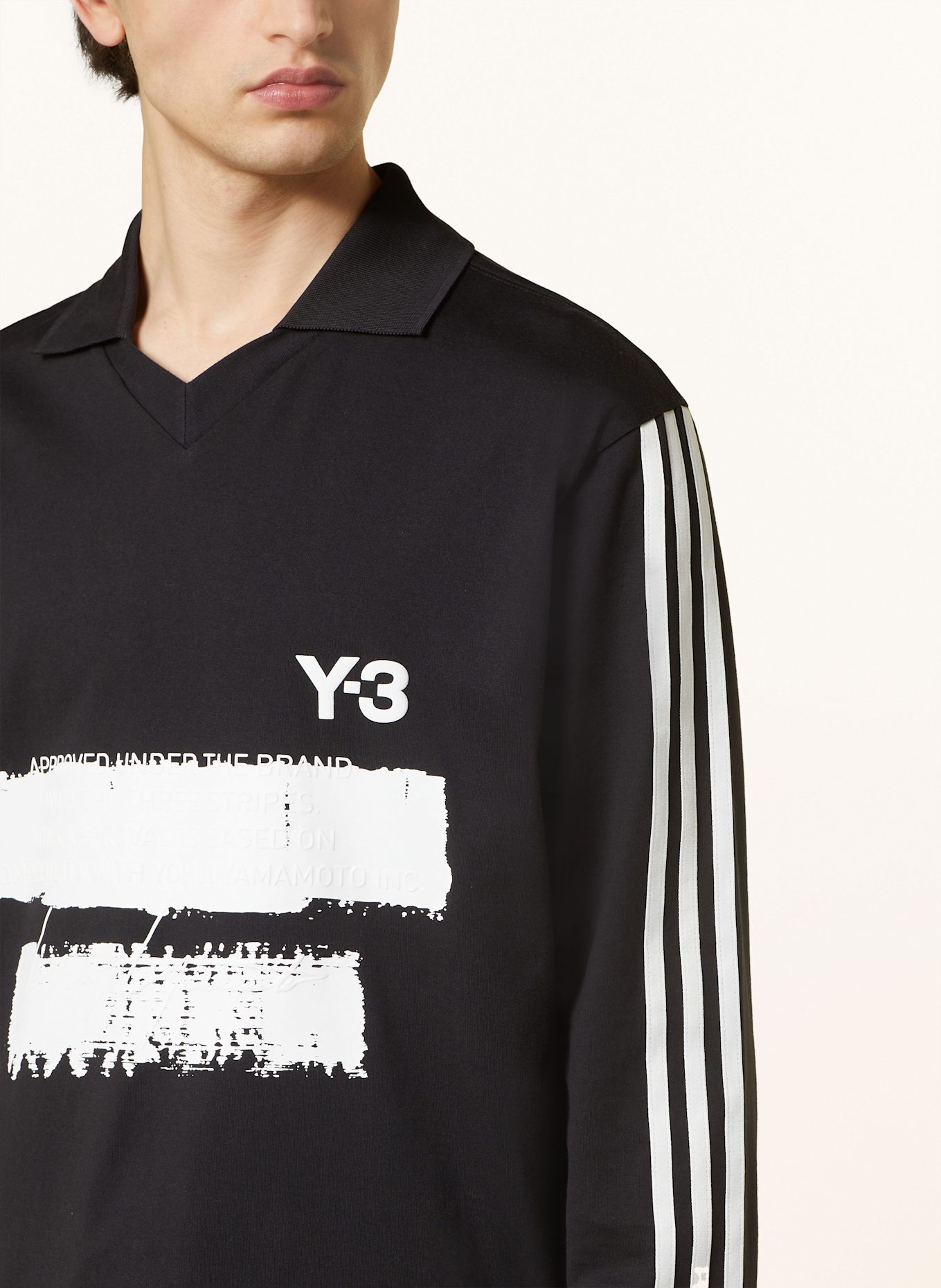 Y-3 GFX jersey polo shirt: BLACK / WHITE