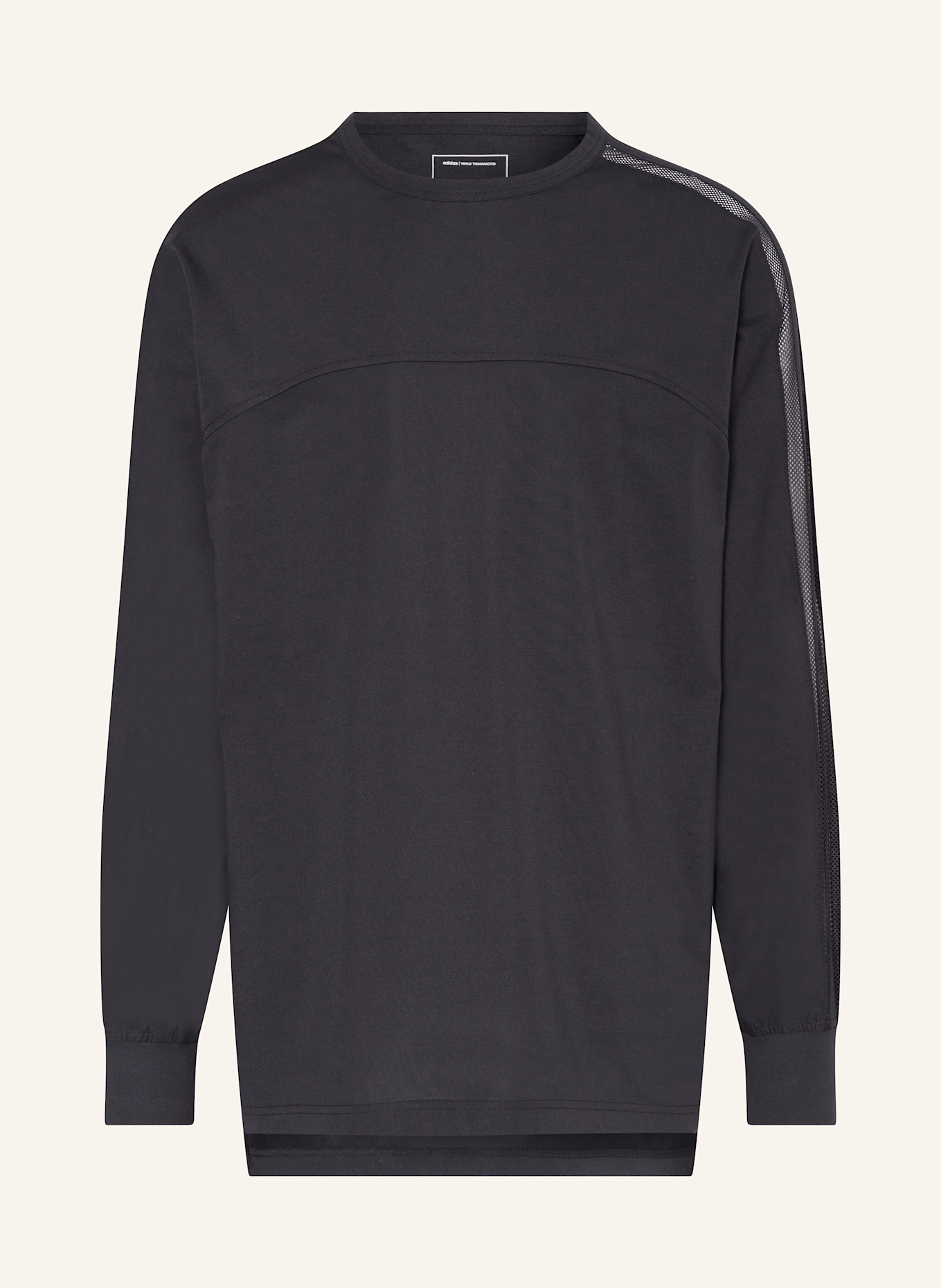 ◆Y-3◆ M MESH LONG SLEEVE TEE BLACK M MESH 3 LS TEE BLACK Y Black Mesh Stripes Long Sleeve T-shirt by Y-3 on Sale