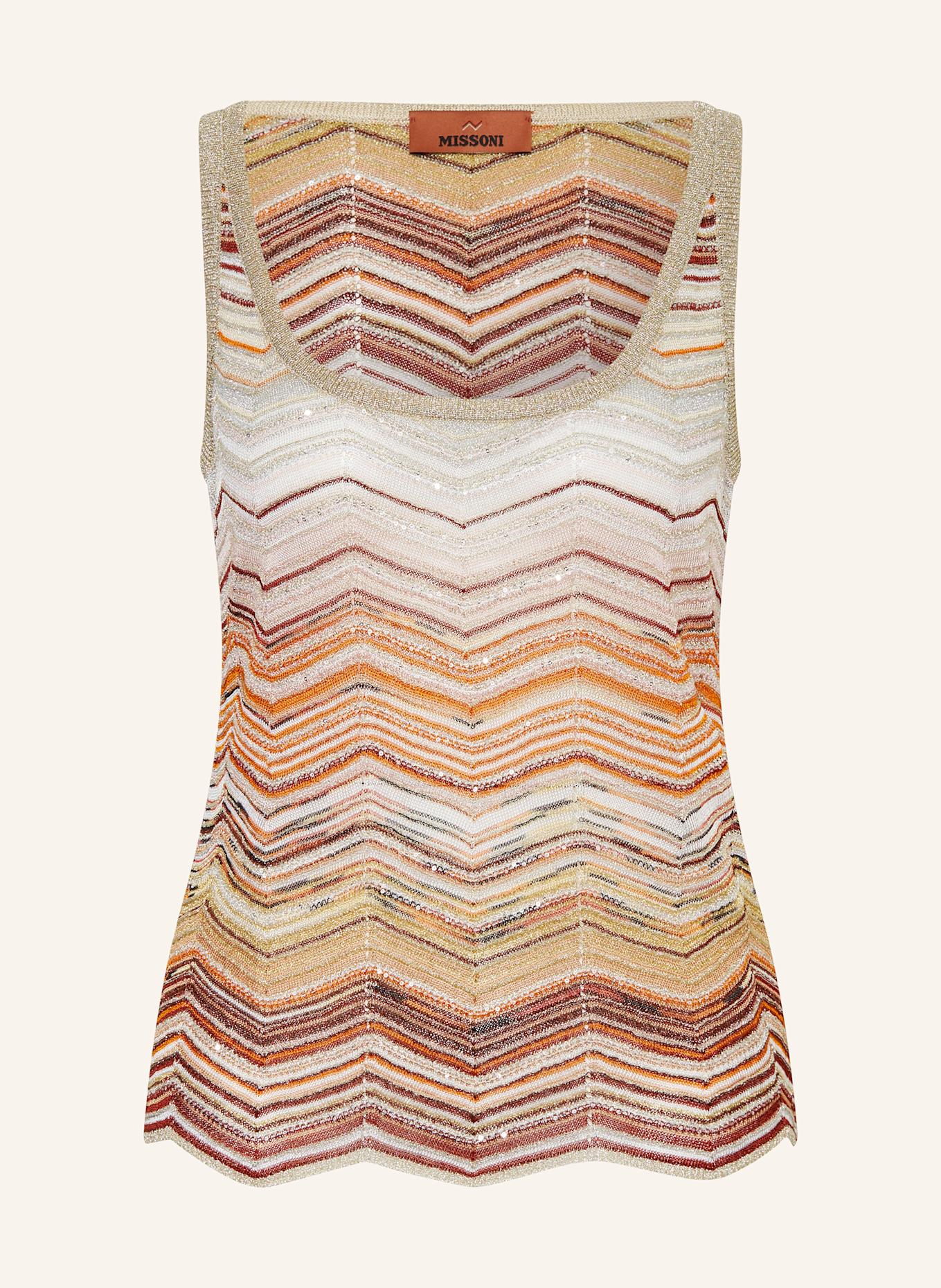 MISSONI Knit top with glitter thread with sequins: ORANGE / LIGHT PINK / CREAM