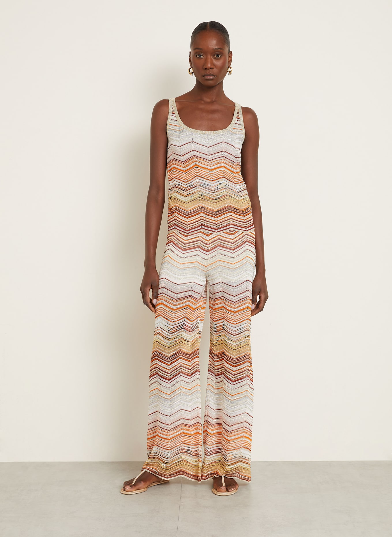 MISSONI Knit top with glitter thread with sequins: ORANGE / LIGHT PINK / CREAM