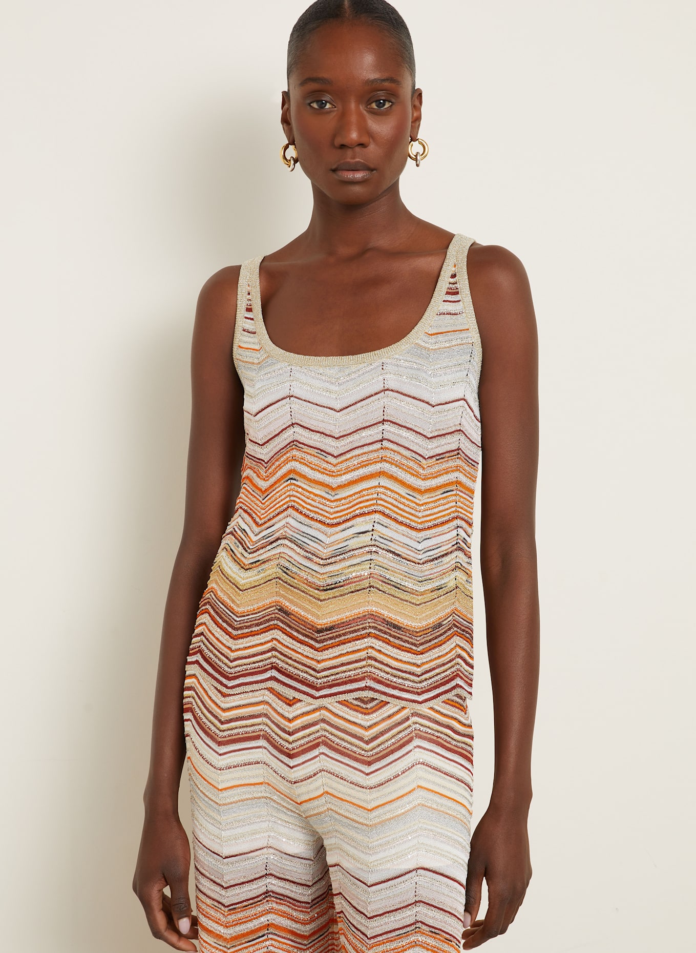 MISSONI Knit top with glitter thread with sequins: ORANGE / LIGHT PINK / CREAM
