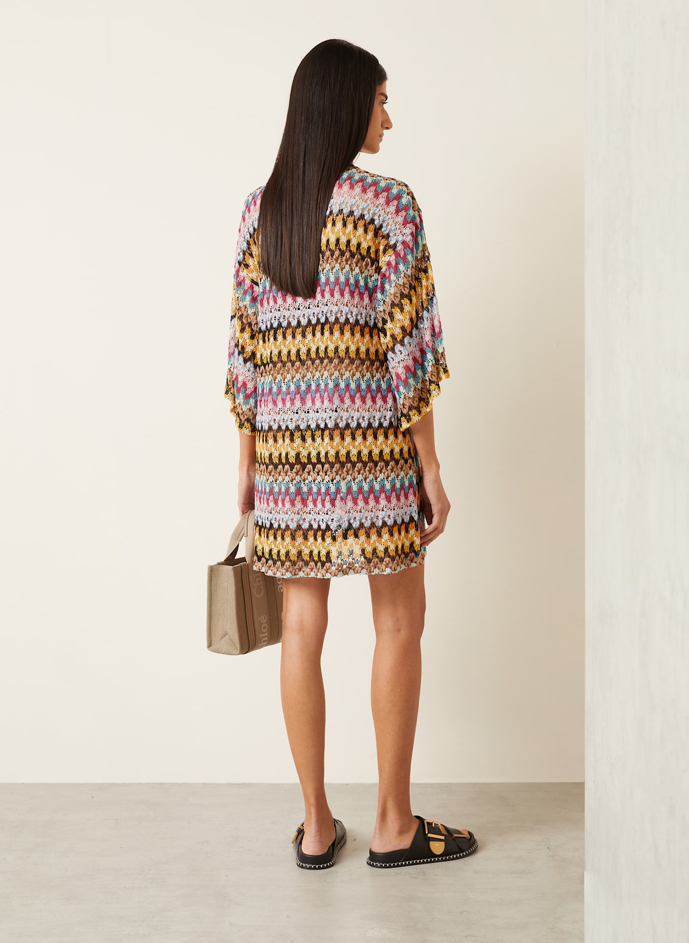 MISSONI Strandkleid mit Glitzergarn: DUNKELGELB / SCHWARZ / FUCHSIA